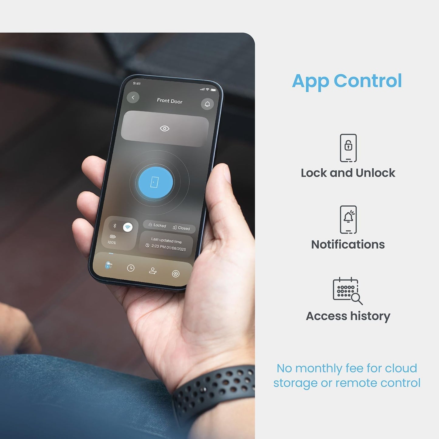 Lockly Vision Elite Video Smart Lock with Camera, Smart Wi-Fi Deadbolt for Front Door, PIN Genie® Keypad, Fingerprint Door Lock, Motion Sensor, App Remote Control, 2-Way Audio Doorbell, No Monthly Fee