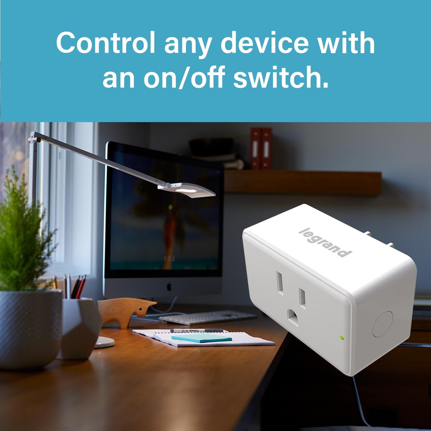 Legrand Radiant® Wi-Fi Matter Smart Plug Matter Hub Required 15A, Easy Setup, Enhanced Compatibility with Apple HomeKit, Google Home, Alexa & SmartThings, Easy Wi-Fi Connectivity w/ Matter (2 Pack)