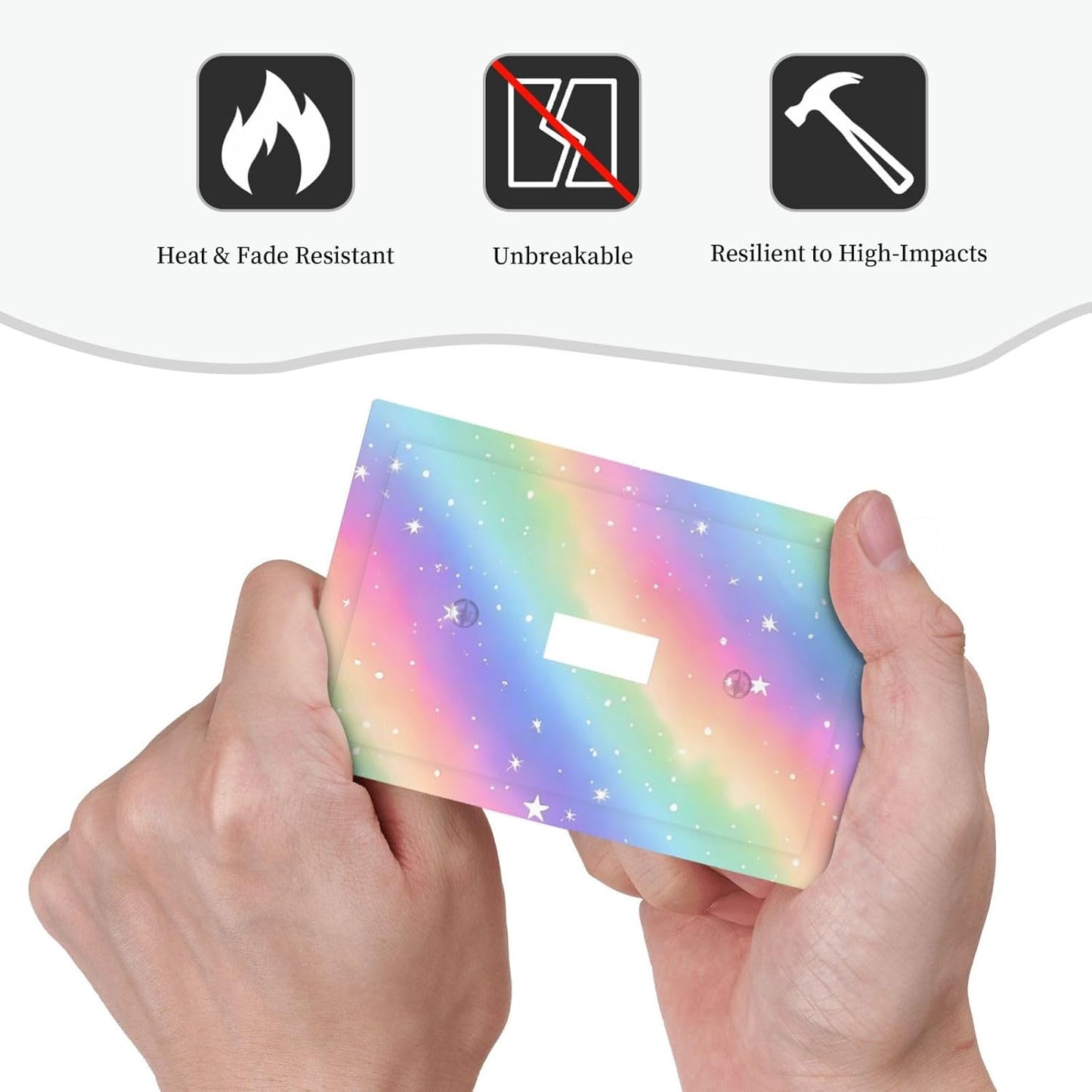 Decorative Light Switch Cover Plate Pink Blue Purple Iridescent Rainbow 1 Gang Single Toggle Wall Plates for Electrical Outlet Covers Switch Plate Covers Faceplate for Bedroom Home Decor