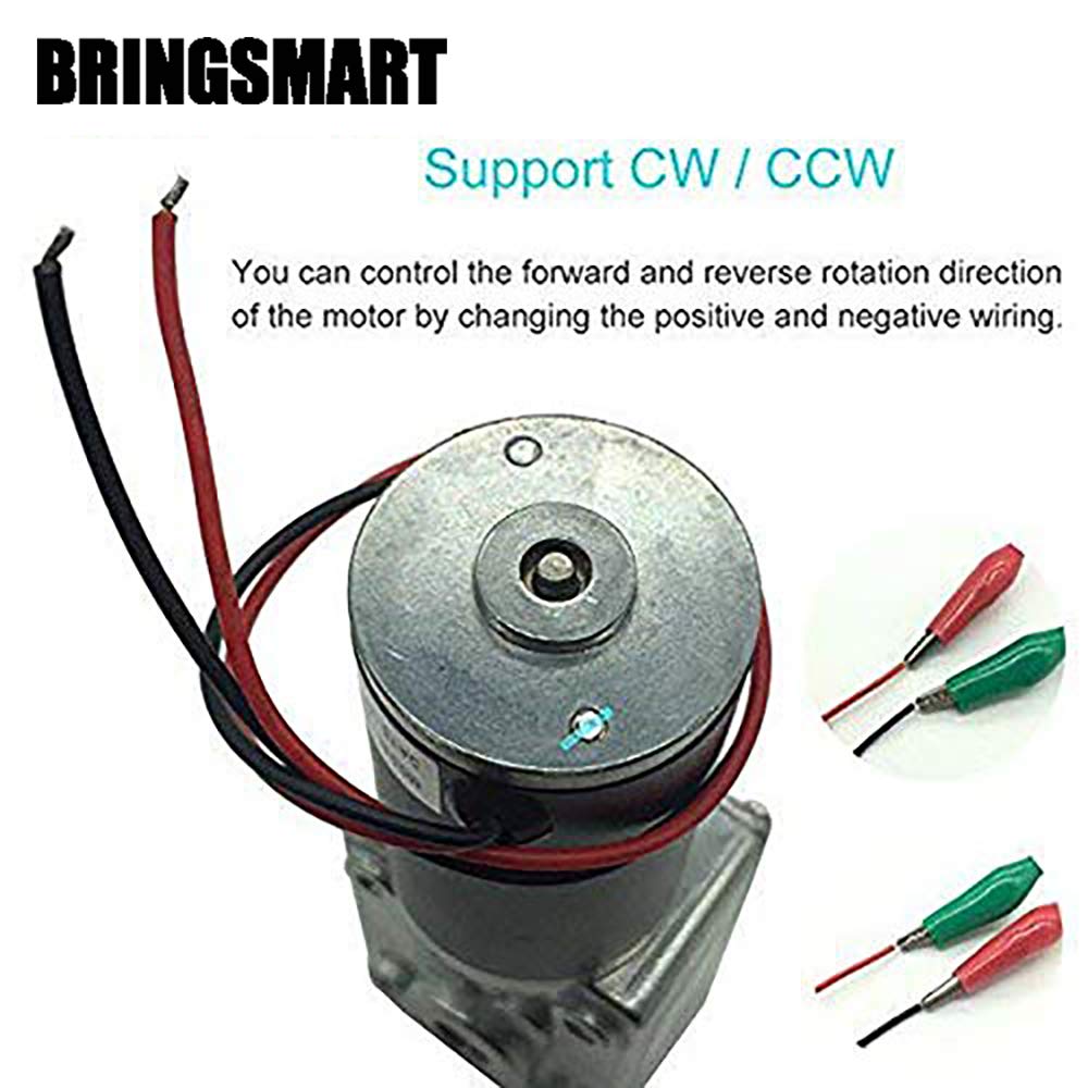 BRINGSMART A58SW31ZY 12V DC Worm Gear Motor Self-Locking Reversed Mini Turbine Geared Motor for DIY Robot Rotating Table Door Lock Curtain Machine (12V 260rpm)