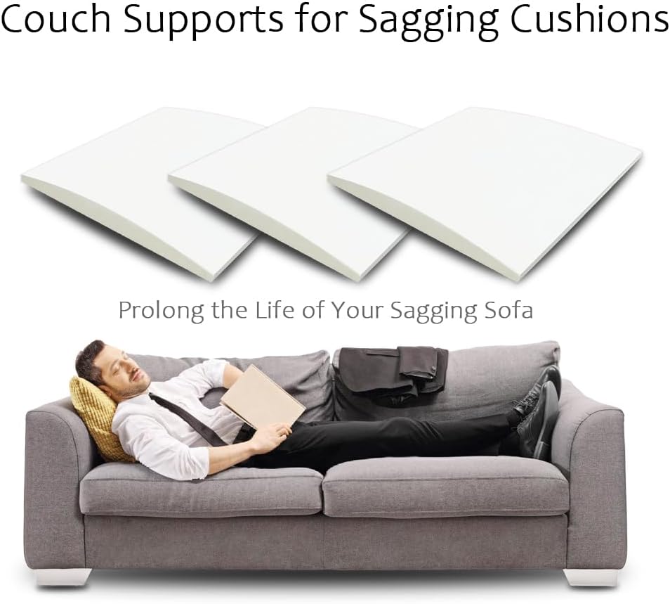 Couch Cushion Supports for Sagging Seat 22'' x 22'' High Density 40D Curved Foam Sofa Cushion Support Under The Saggy Pads Firmer Foam Lifters for Saggy Couch Set of 3 (White, 22''*22'')