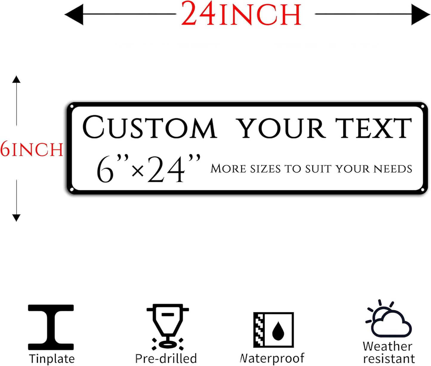 Custom Sign, custom street sign,Aluminum Weatherproof Metal Sign Multiple Sizes, Reflective double-sided, Business, Workplace, office, Home, Delivery Signs(6 * 24 Inch)