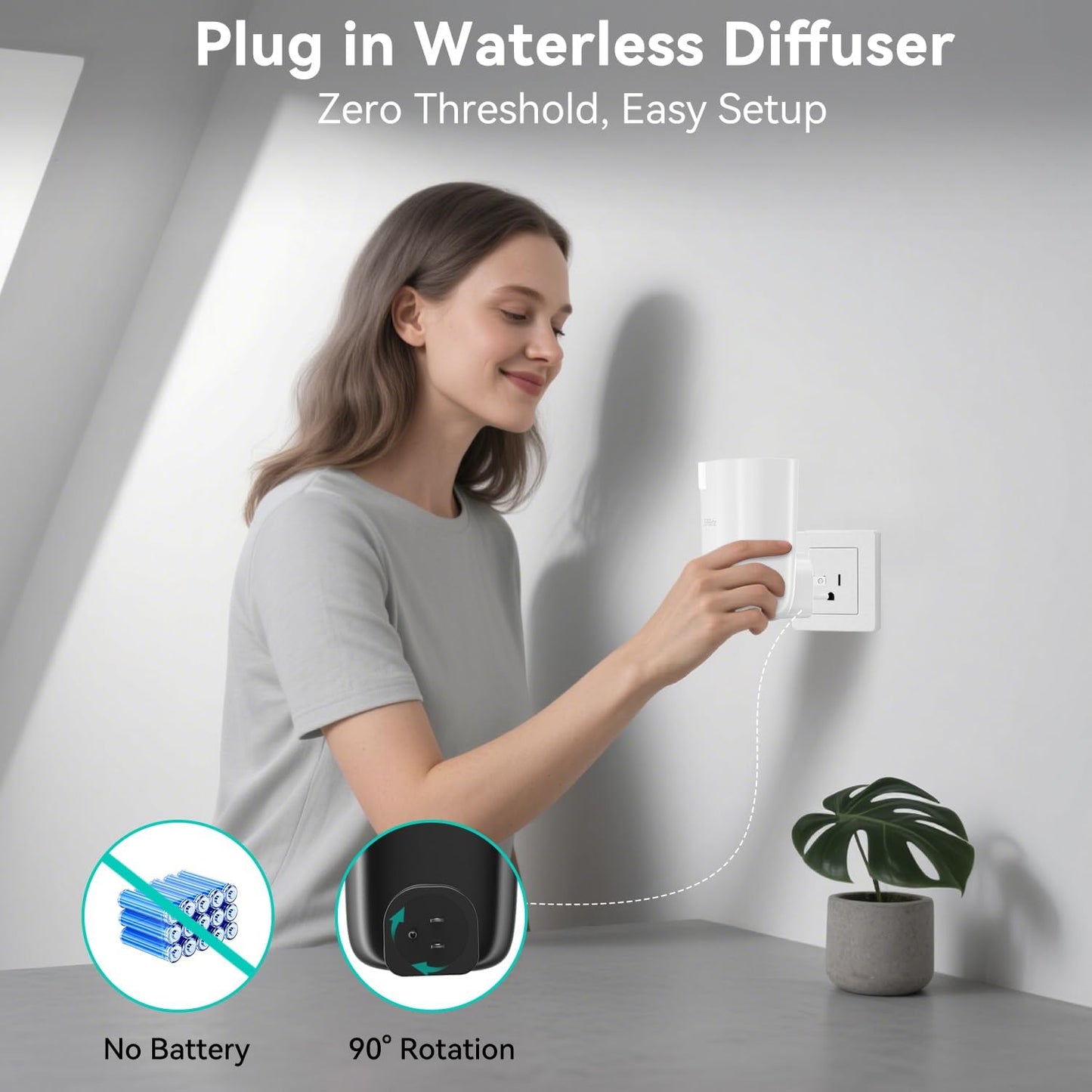 Plug in Diffuser, Waterless Oil Diffuser for Home, Essential Oil Plug in Wall, Smart Bluetooth App Control, Up to 500 Sq.ft Coverage, White