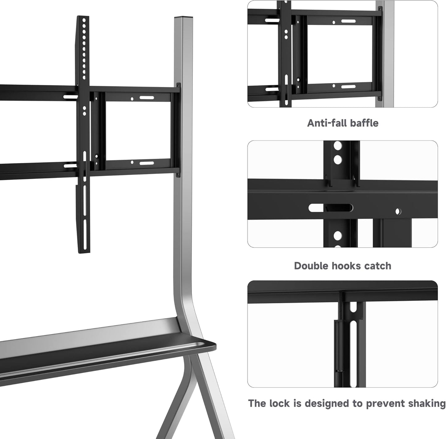 Smart Board Stand with Four Lockable Wheels for 55"-86 Electronic Whiteboard, Digital Whiteboard Stand for Home, Smart Board for Classroom and Office with Mobile Stand