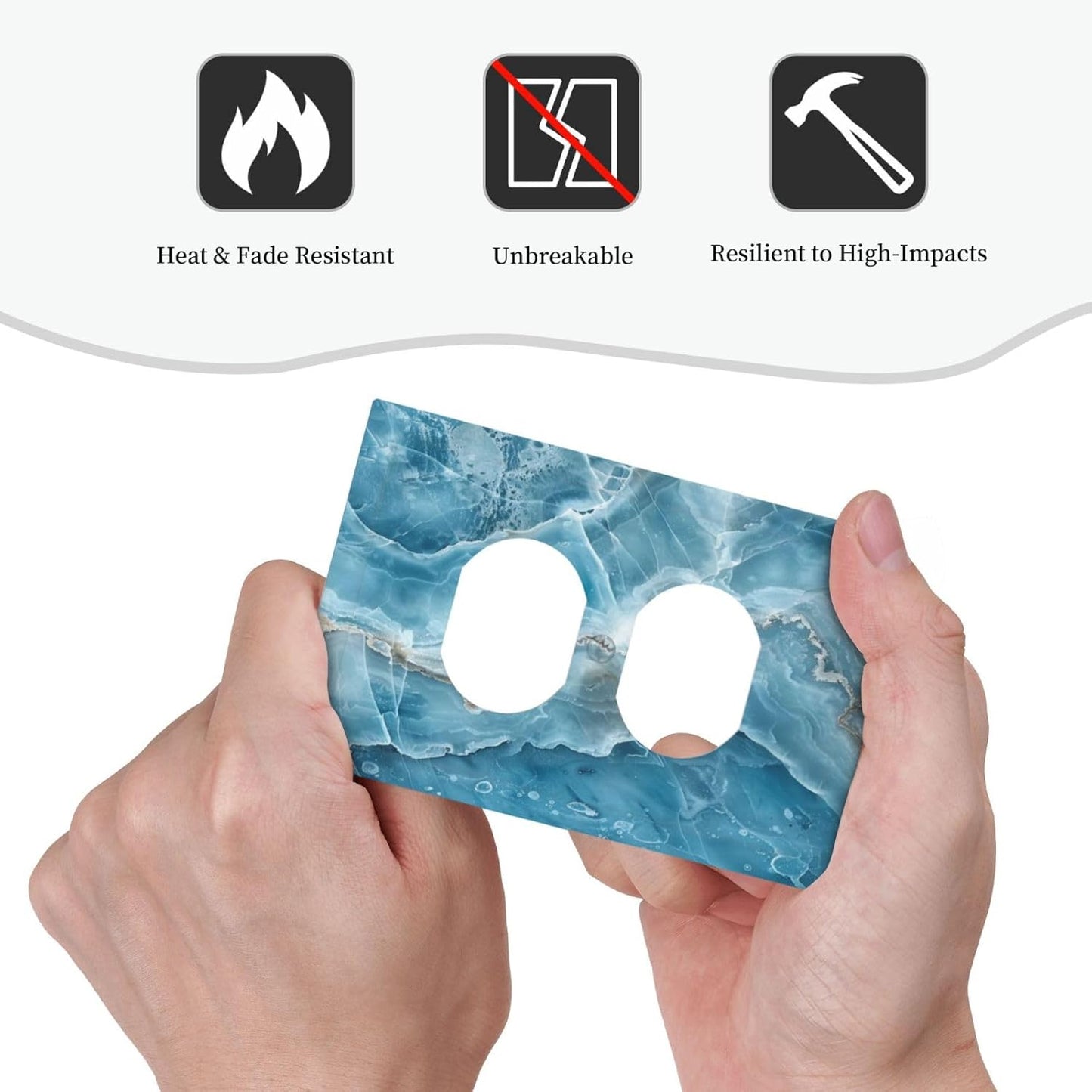 Decorative Outlet Covers Abstract Watercolor Blue Marble Texture 1 Gang Duplex Light Switch Cover Plate Unique Wall Plates for Electrical Outlets Switch Plate Covers for Bedroom Home Decor