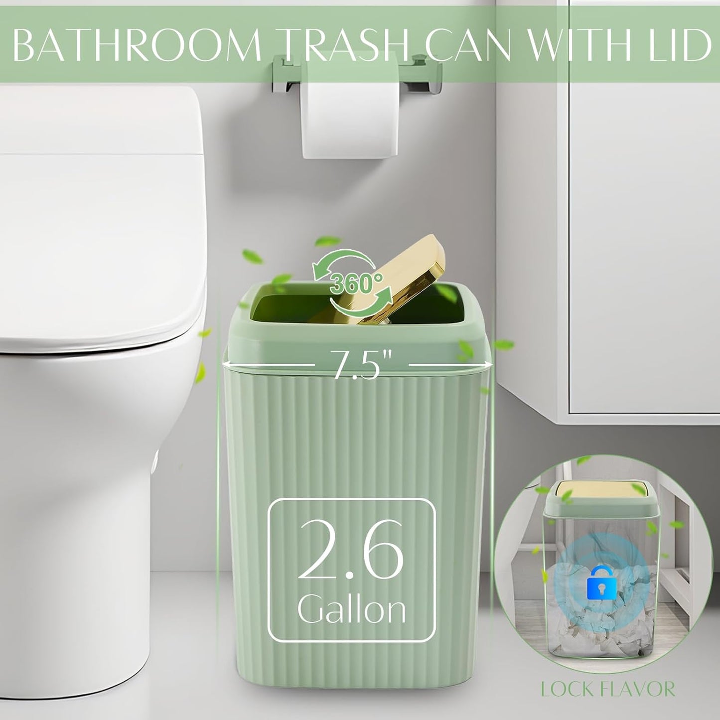 32PCS Bathroom Accessories Set Bathroom Set,Green Shower Curtain Set,Bath Towel Set,Hand Towel,Toilet Brush,Trash Can & 3PCS Soap Dispenser
