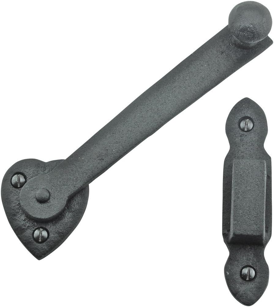Renovators Supply Black Wrought Iron Gate Flip Latch Antique Heart Style Medium to Light Duty 4 Inches Tall Flip Door Locks Rust Resistant Powder Coated Latches Includes Mounting Hardware Pack of 3