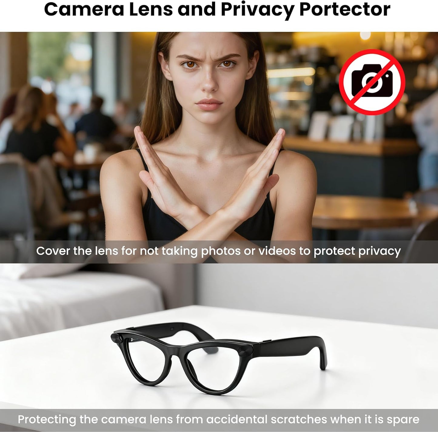 Camera Privay Cover for Ray-Ban Meta Glasses, Adjustable Lens Protector Set for Wayfarer/Skyler/Headliner(Gen 1&Gen 2) Smart Glasses Accessories 9PCS Black