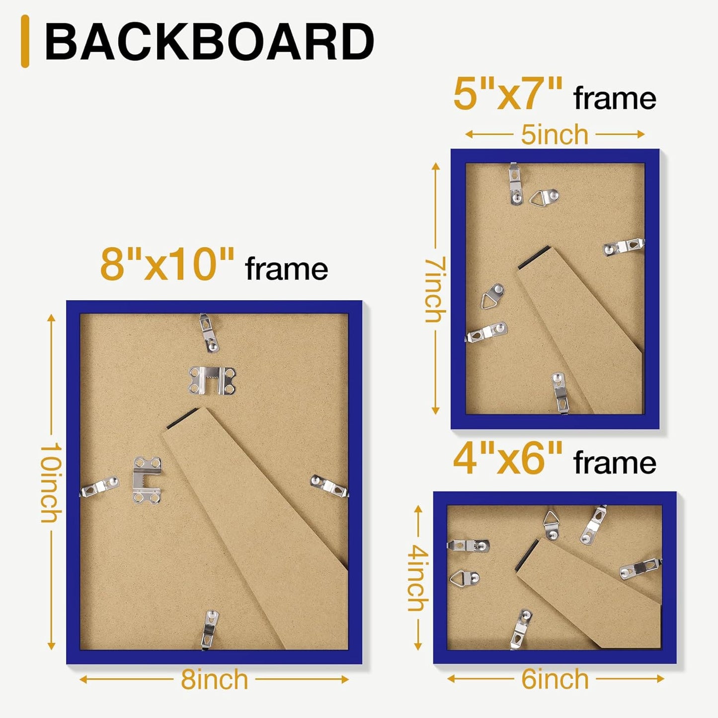decorUhome Picture Frames Collage Wall Decor for Photo Gallery Display, Assorted Picture Frames set of 10 Including Two 8x10 / Four 5x7 / Four 4x6 for Family Wall Decor, Royal Blue, 10 Pack