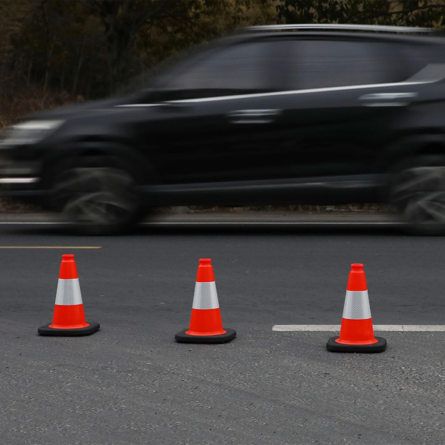 6 Pack 12" Inch Orange PVC Traffic Cones with Heavy-Duty Base, High-Visibility All-Weather Safety Cones for Road Construction, Parking Lot, and Garage Use (6, Orange, 12" Small)