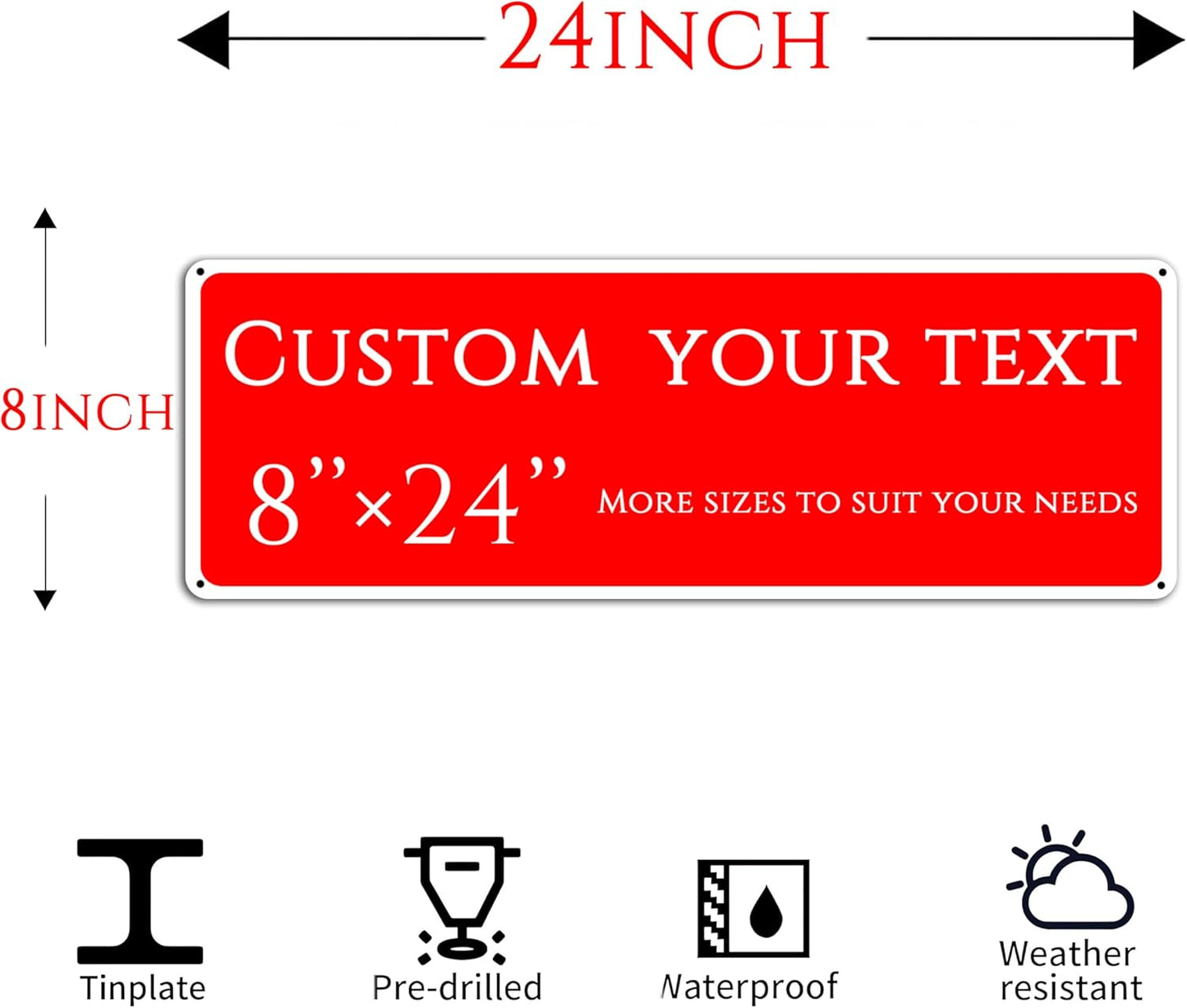 Custom Sign, Custom Indoor/Outdoor Decorative Sign,Aluminum Weatherproof Metal Sign Multiple Sizes, personalized door sign,Business, Workplace, office, Home,Warning(8 * 24 Inch)