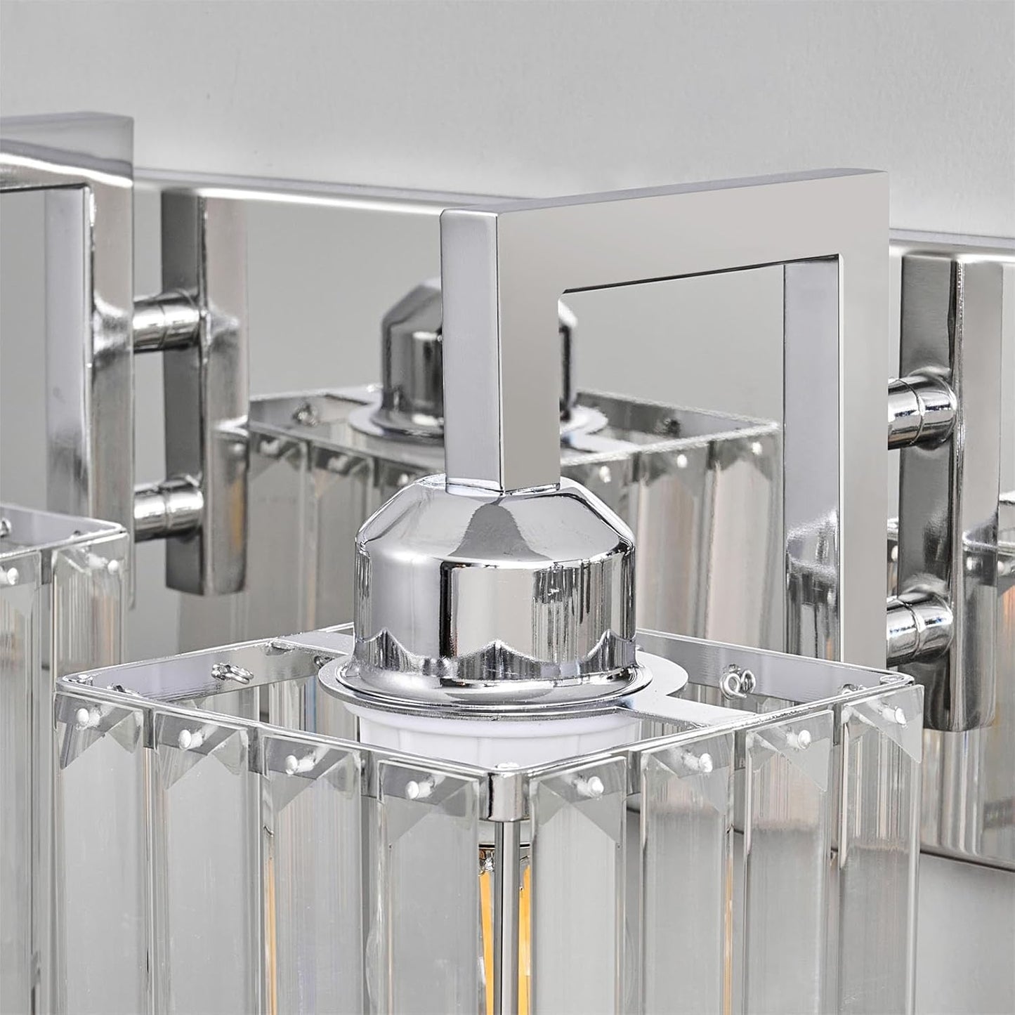 Modern Bathroom Vanity Light 4-Lights Chrome Crystal Wall Lamp Bathroom Modern Crystal Vanity Lighting