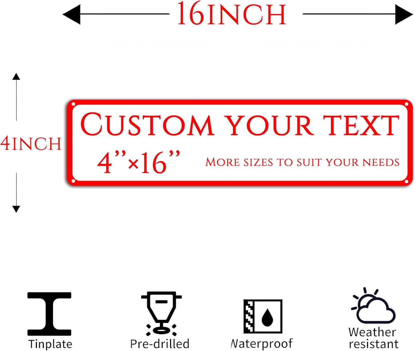 Custom Sign,street signs customized,Reflective,Aluminum Weatherproof Metal Sign Multiple Sizes, Customize for Street, Business, Workplace, office, Home, Delivery Signs(4 * 16 Inch)