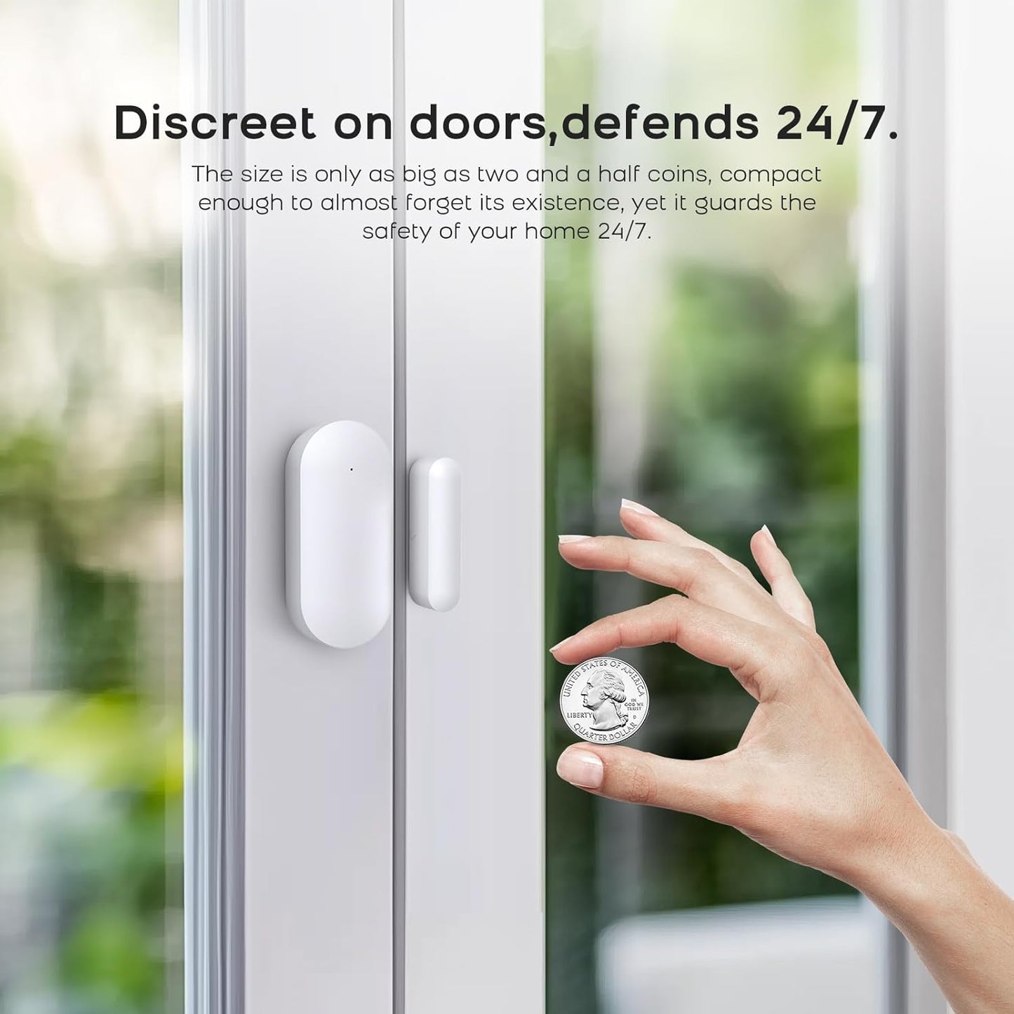 Door Alarm Window Sensors, Door Open Alarm Long Battery Life Wireless for Security Real-Time Notification WiFi Contact Sensor App Control No Monthly Fee, White (3-Pack)