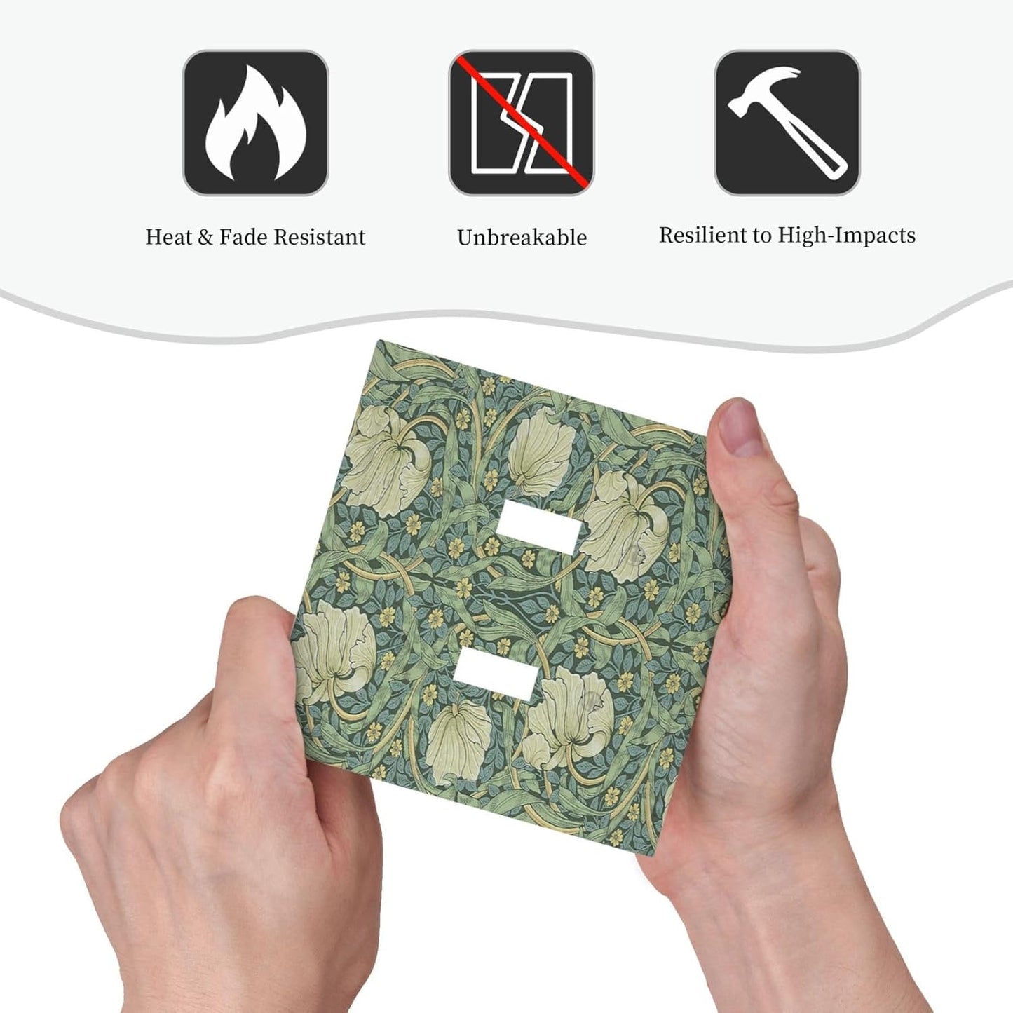 Decorative Switch Plates Vintage Floral Plant Sage Green William Morris 2 Gang Double Toggle Wall Plate Outlet Light Switch Cover Electrical Faceplate for Bedroom Home Decor