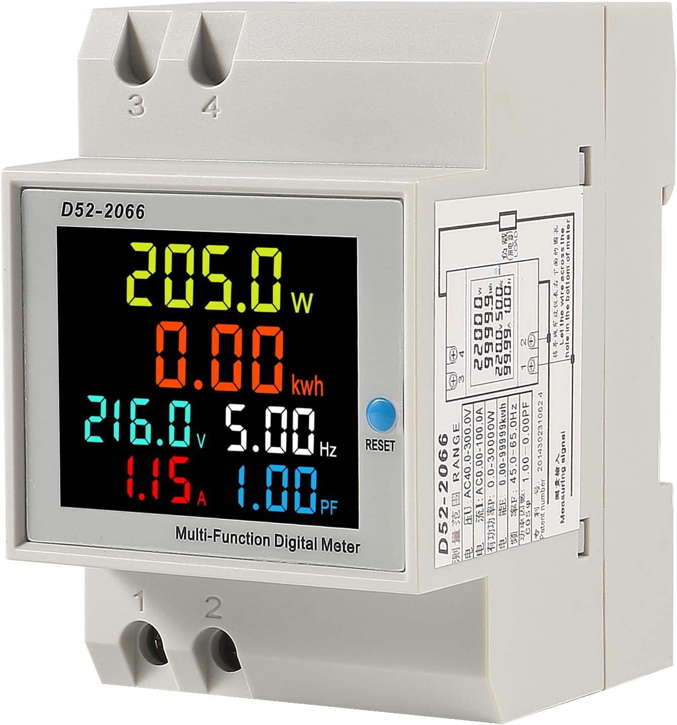 2Pack Digital Single Phase Energy Meter Tester Electricity Usage Monitor AC 110V 40V~300V 100A Ampermeter Power Voltmeter Ammeter Voltage Amps Watt Kwh Frequency Power Factor Meter Multimeter