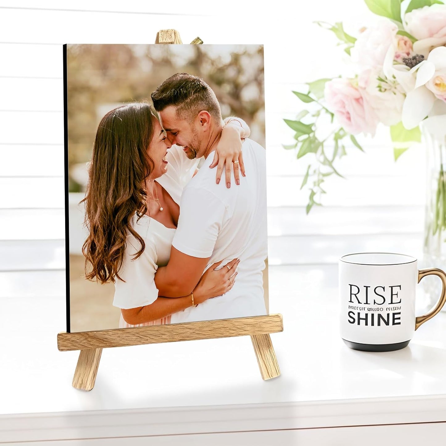 Custom Photo Frame with Stand, Personalized Picture Display, MDF and Wood Construction, Desktop Decor, Multiple Designs, Customizable Gift for Family and Friends