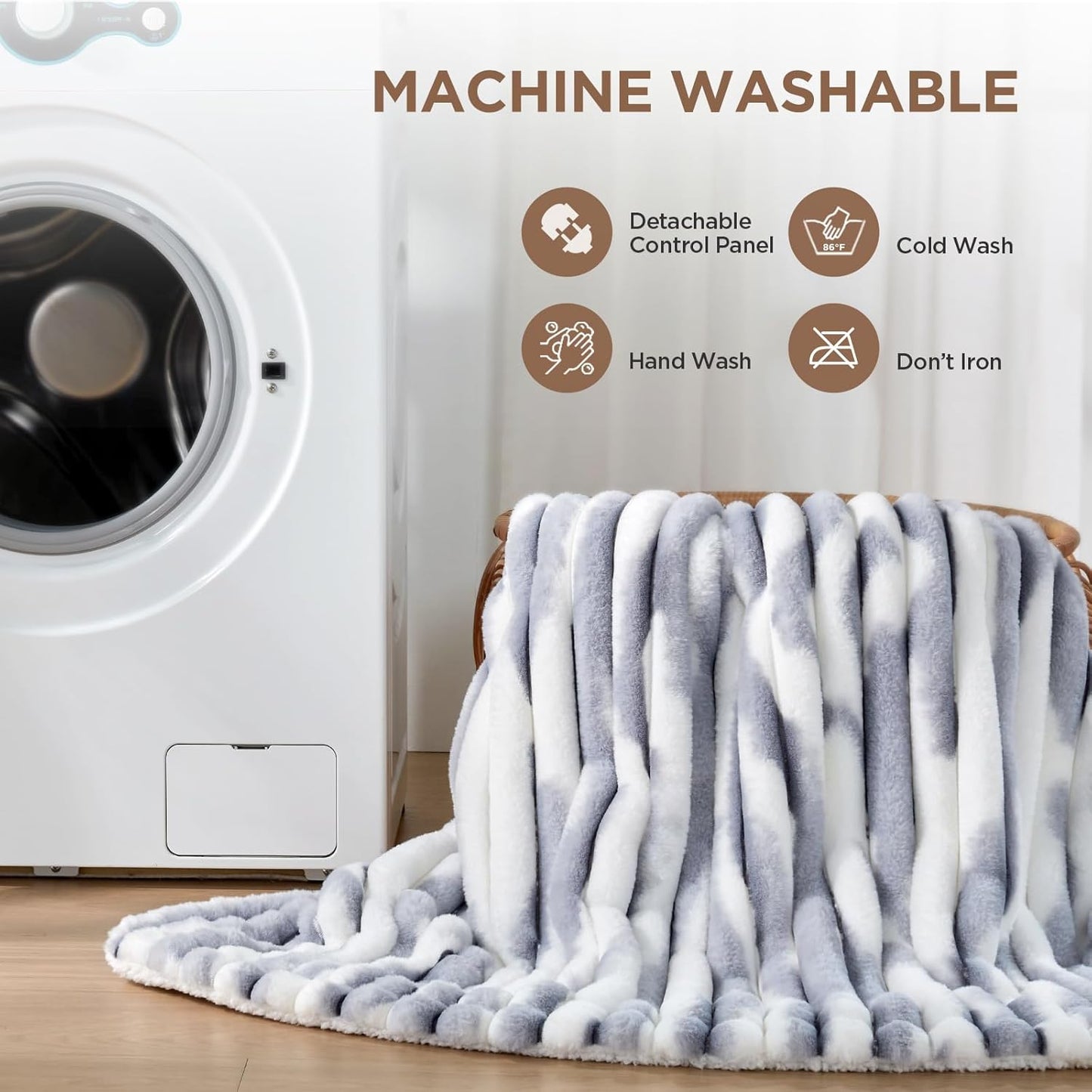 Westinghouse Electric Blanket Heated Throw, Super Cozy Luxury Faux Fur & Sherpa with 6 Heating Levels & 2-10 Hours Auto Off, Fast Heating & Overheat Protection, 50x60 Inch, Blue Gray