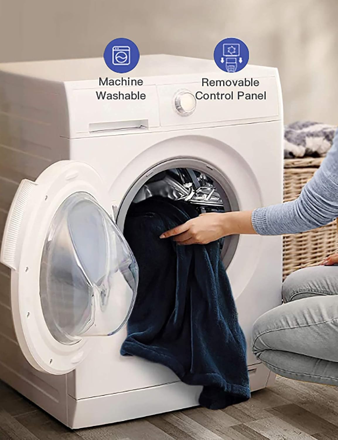 Vagueior Electric Heated Blanket Full Size 72'' x 84'' Extra-Warm Lightweight Cozy Luxury Electric Blanket Machine Washable with 3 Heating Levels Auto-Off Machine Washable - Blue ETL Certification
