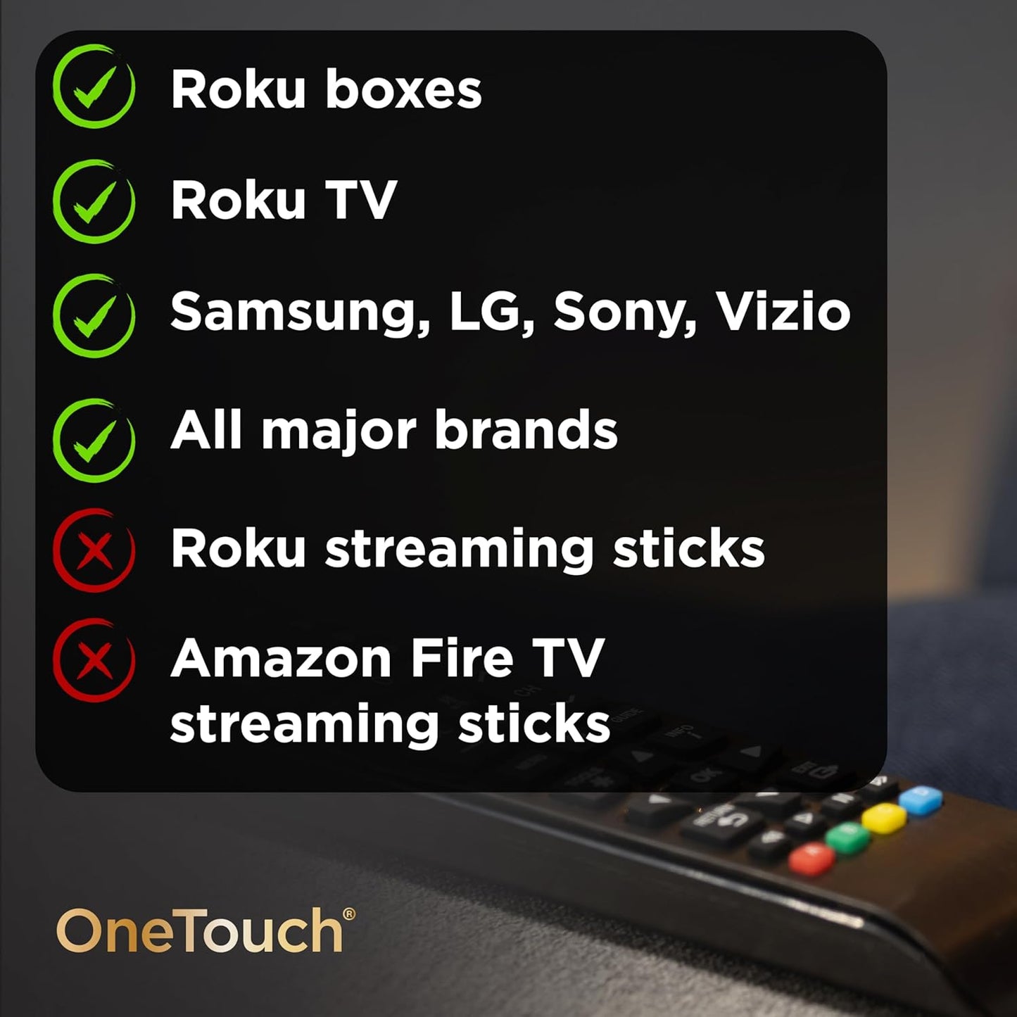 UltraPro OneTouch Universal Remote Replacement Compatible for All Samsung, LG, Sony, Vizio and Roku TV Smart TV, LED, LCD, HDTV, 3D, Series TV, Black, 84011