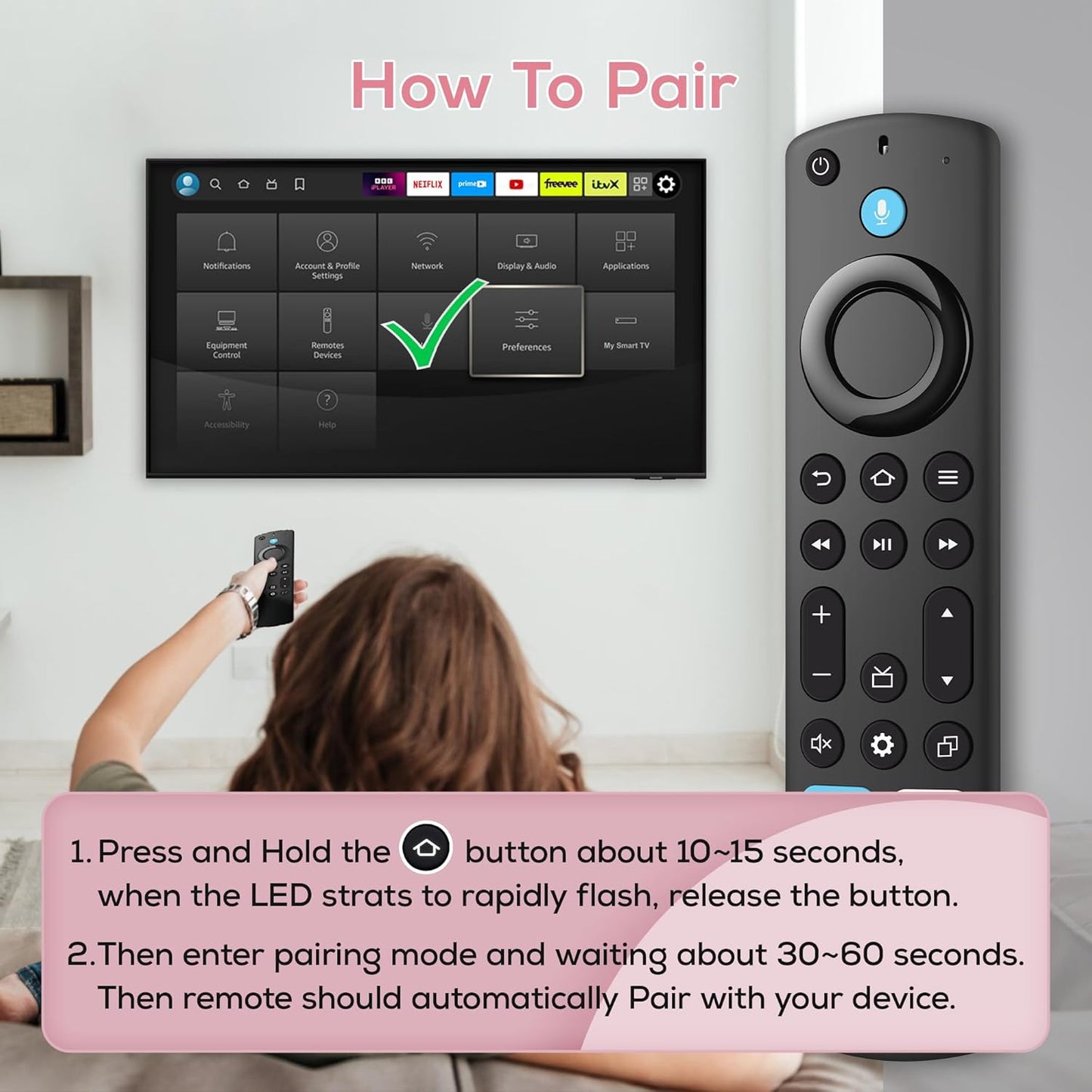 Replacement Voice Remote Control for Fire Series, TV Cube/Stick, Compatible with 4K Max/4K (1st/2nd Gen), (2nd/3rd Gen)/Lite/HD, Fit for Insignia/Pioneer Hisense and TCL Smart TV