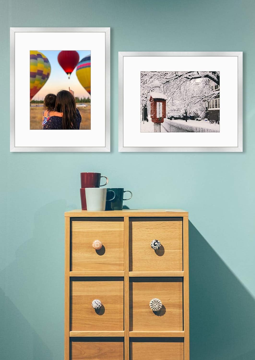 Golden State Art, 16x20 Picture Frame with Mat for 11x14 - High Definition Glass Wall Mounting Horizontal Vertical Display (Silver, 2 Pack)