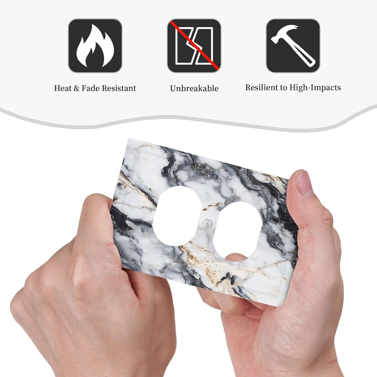 Outlet Covers Black Gold Marble Abstract Modern Luxury 1 Gang Duplex Light Switch Cover Plate Decorative Switch Plate Covers Electrical Socket Cover for Bedroom Home Decor