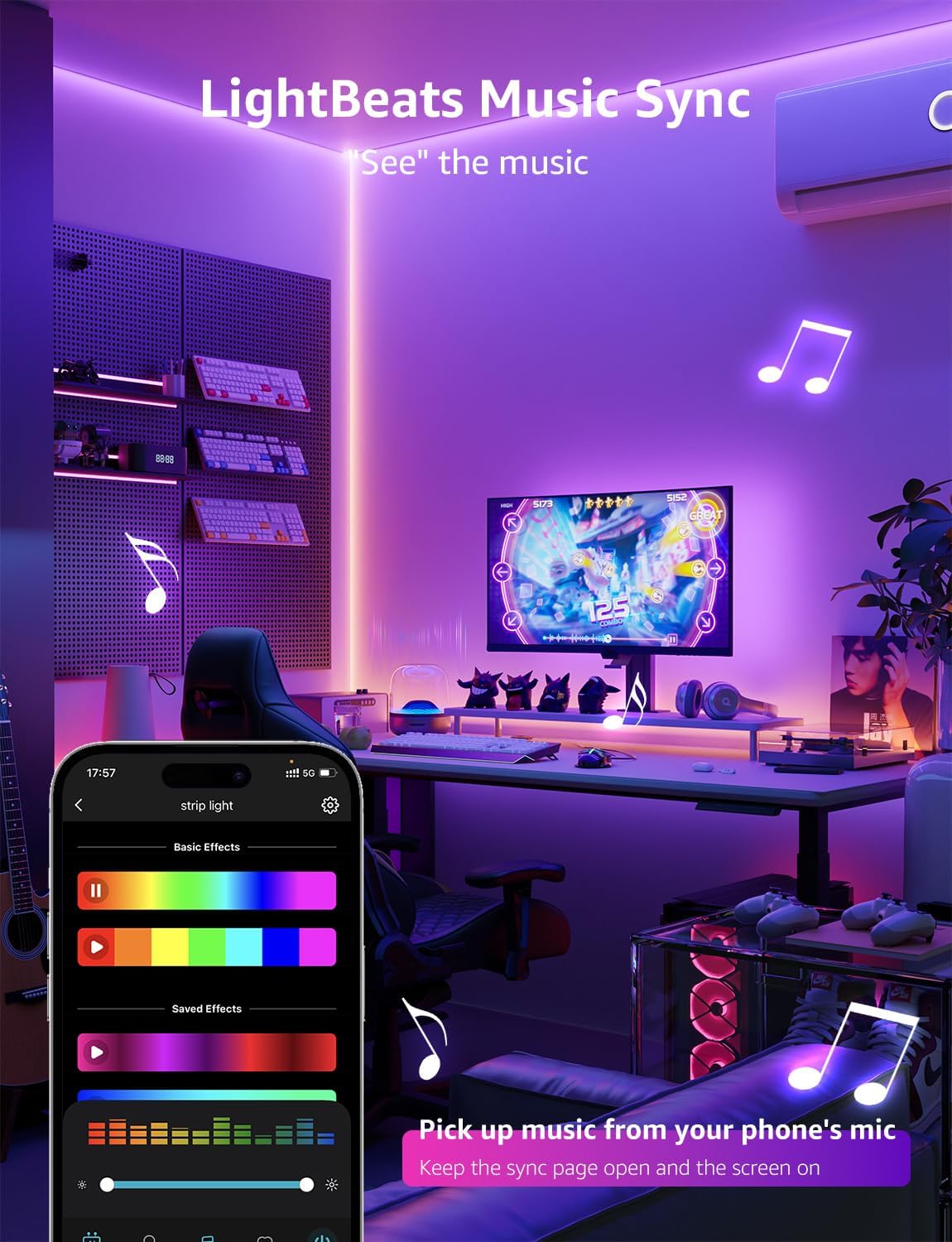 Lepro SE1 AI Smart LED Strip Lights - 32.8ft RGB Color Changing Light Strips with APP Control, AI Generated Lighting, Music Sync, 2.4GHz Wi-Fi & Bluetooth LED Lights for Home Decor (No Remote)