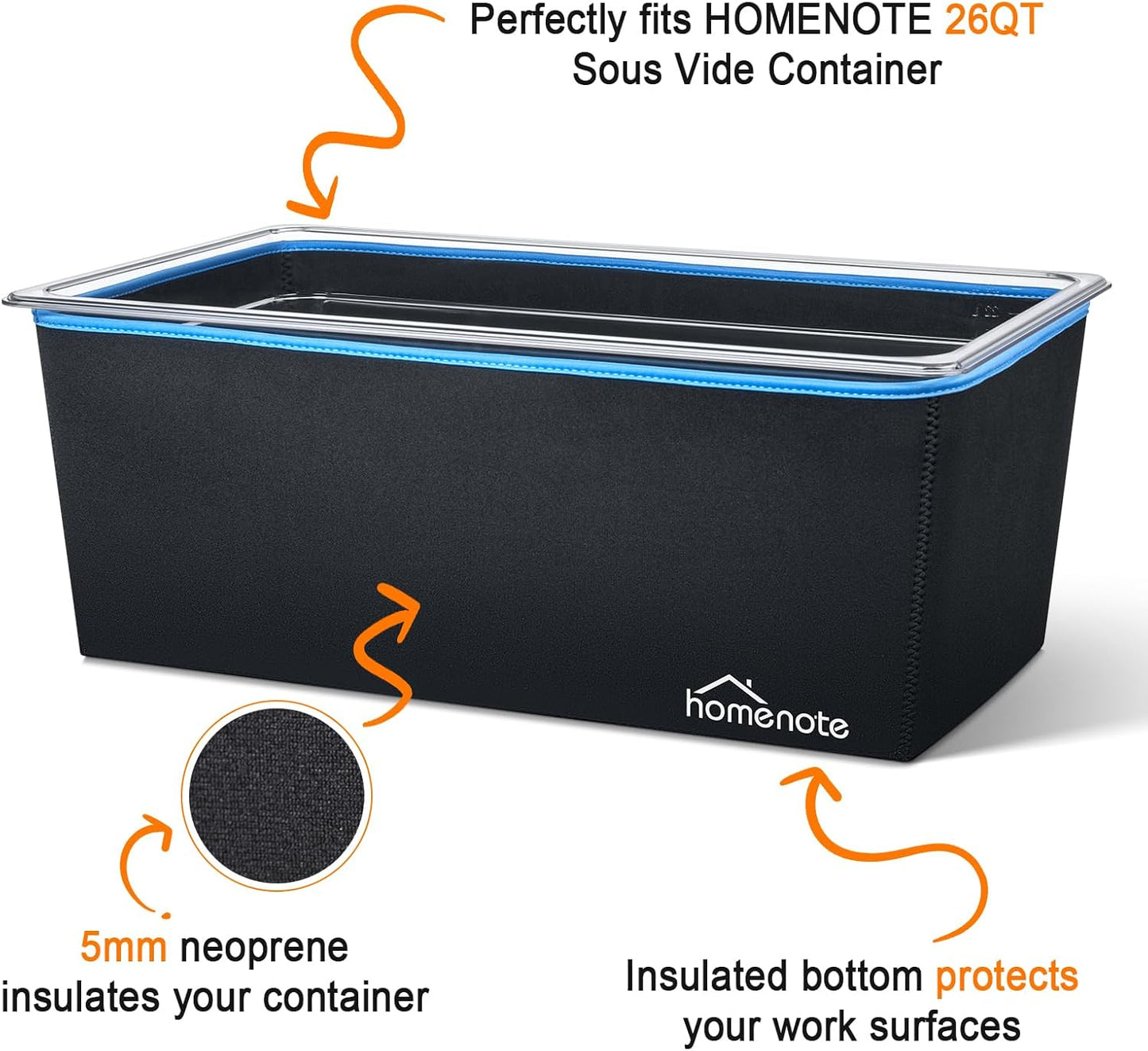 HOMENOTE Large Sous Vide Container 26 Quarts with Lid,Complete Sous Vide Accessories Kit BPA Free,Compatible with Anova and Most Sous Vide Cookers(Comes with 2 Sous Vide Racks and Insulating Sleeve)