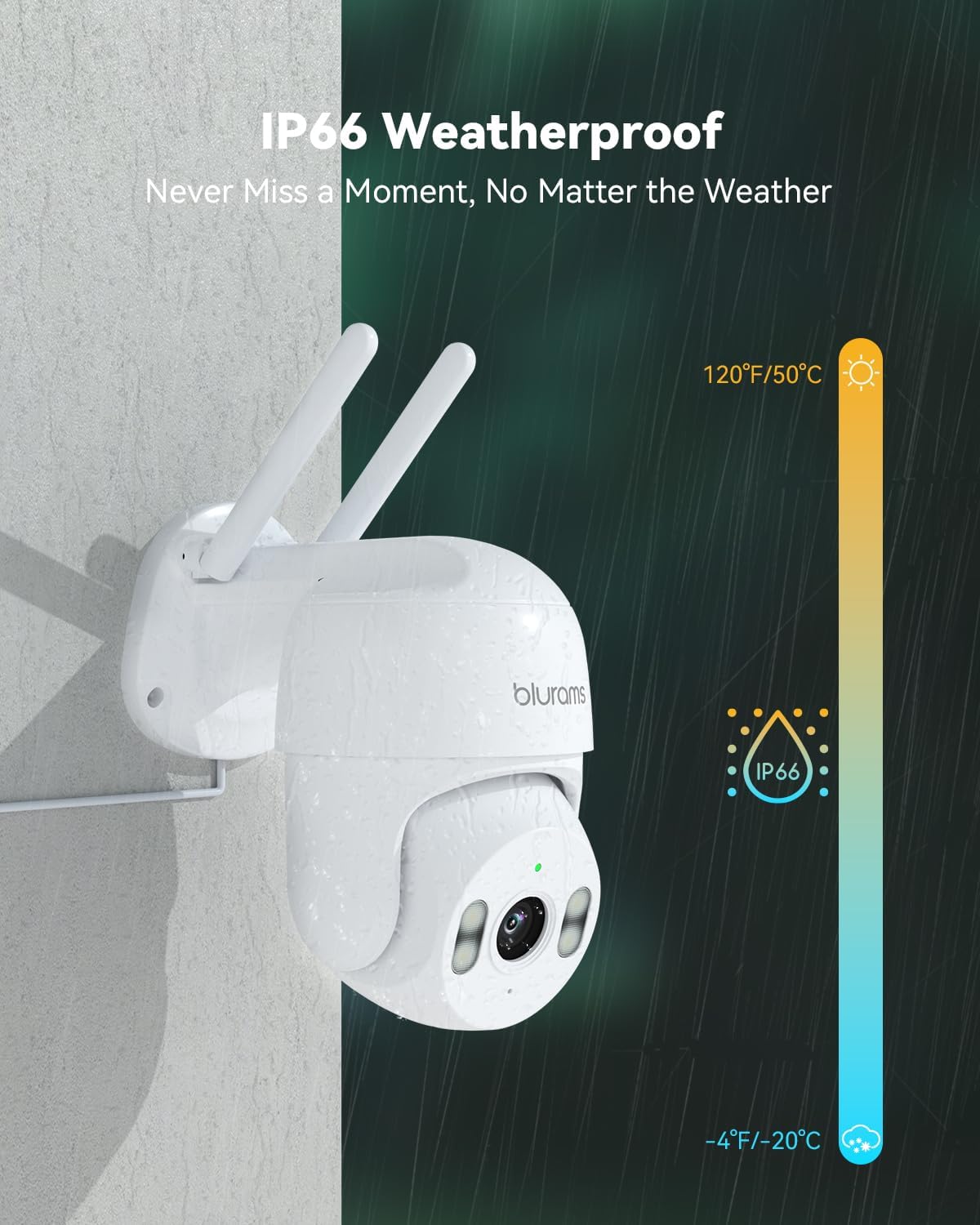 blurams 2K Security Camera Outdoor, Pan-Tilt Outdoor Camera Wired w/360° View, Motion Tracking, 2.4/5GHz WiFi 6, 2-Way Audio, Weatherproof, Free Person/Motion Detection, 24/7 Recording 2Pack