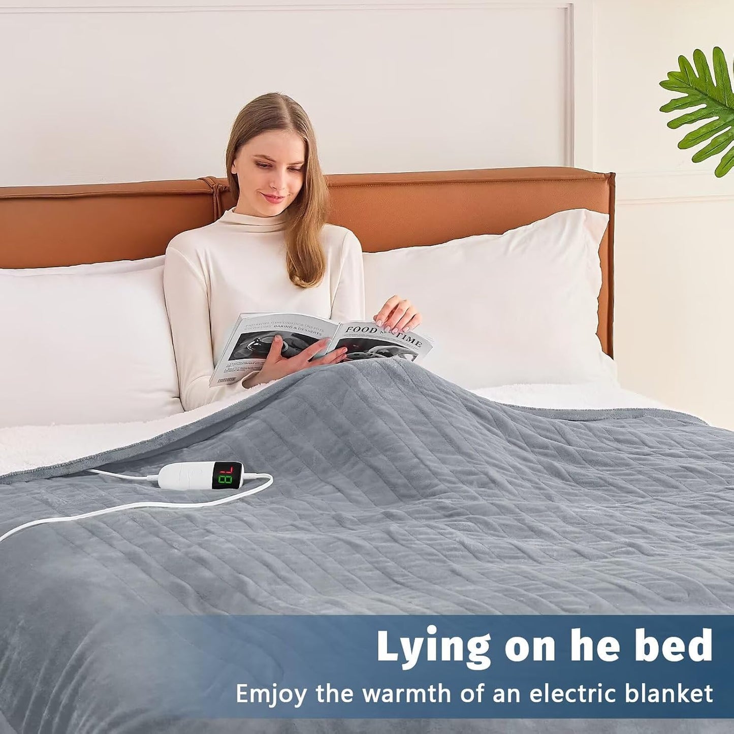 BOMOVA Heated Electric Throw Blanket - 50" x 60" Heating Blanket with 10 Heating Levels & 8 Hours Auto Off, Warm Flannel Blanket, Christmas Birthday Gifts for Women