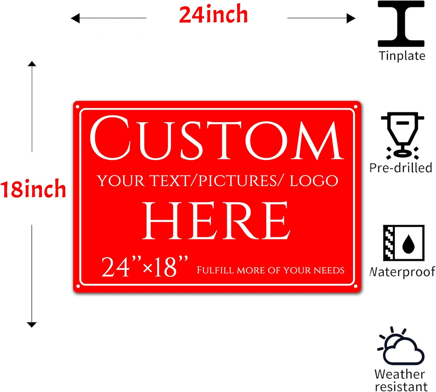 Custom Sign, personalized metal sign,Aluminum Weatherproof Metal Sign Multiple Sizes, Reflective,Customize for Office, Business, Workplace, factories, roads, fields, parks, safety tips(24 * 18 Inch)