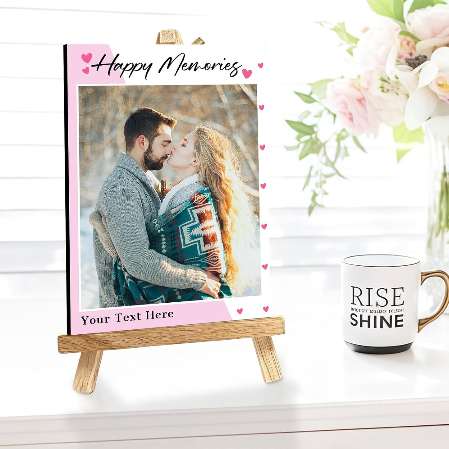 Custom Photo Frame with Stand, Personalized Picture Display, MDF and Wood Construction, Desktop Decor, Multiple Designs, Customizable Gift for Family and Friends