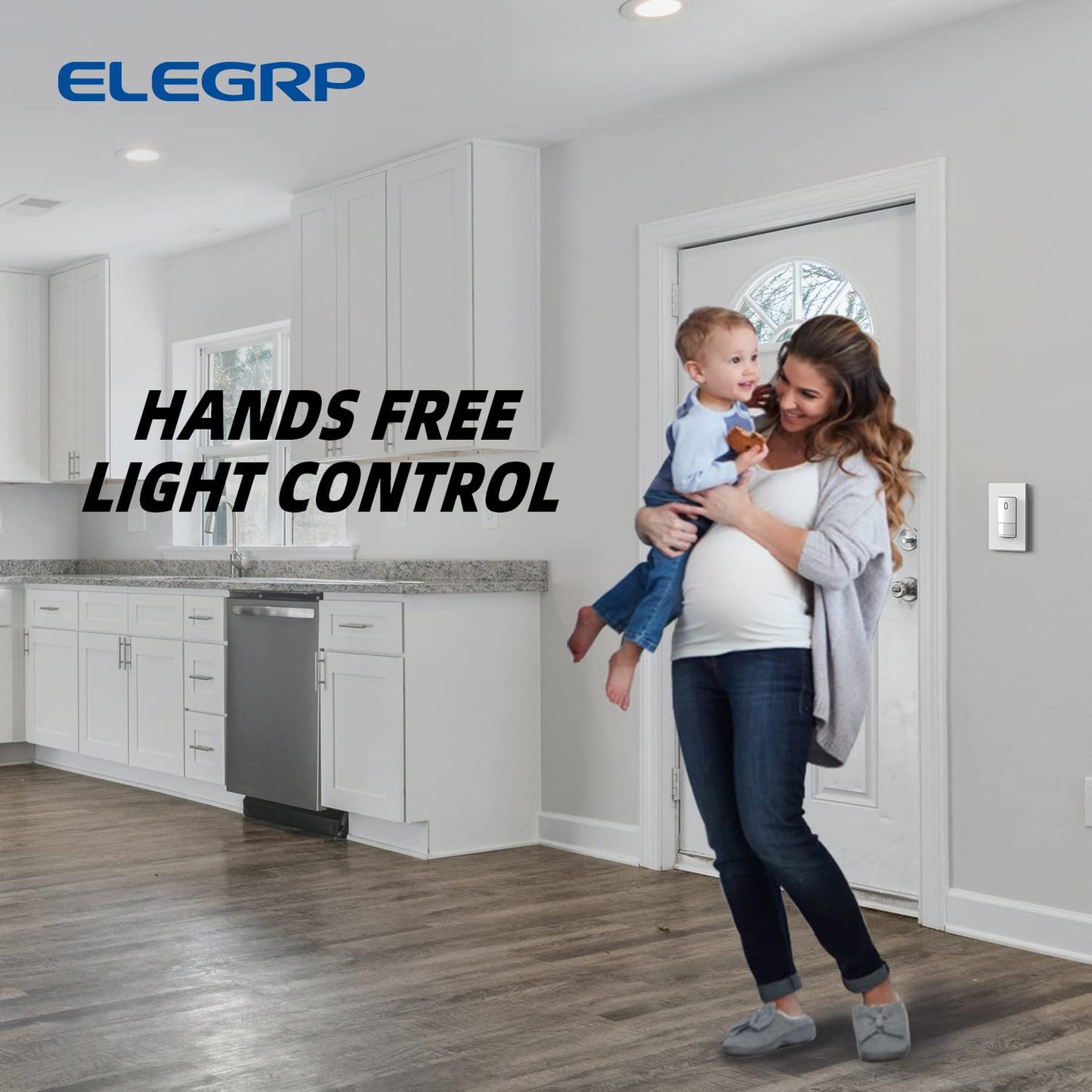 ELEGRP Single Pole Occupancy Motion Sensor Light Switch, Need Grounding Wire No Neutral Wire, 120° Sensor Coverage PIR Infrared Motion Activated, for CFL/LED/Incandescent Bulb, UL,1 Pack, Matte White