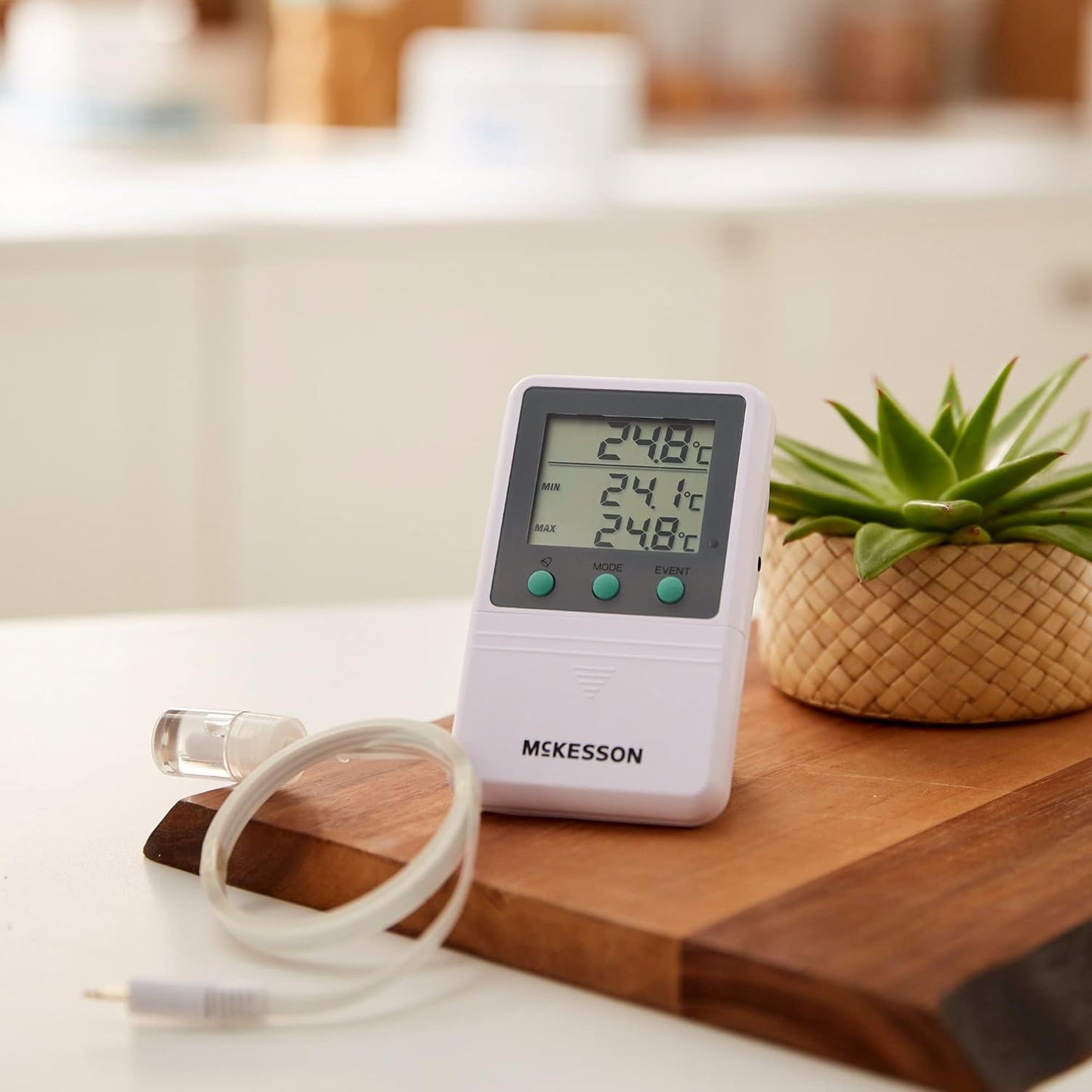 McKesson Refrigerator and Freezer Thermometer, Single-Probe - Waterproof Digital Triple Display, 1 Count