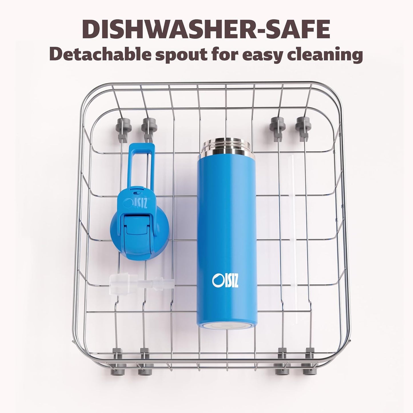 OISIZ Insulated Water Bottle 24 oz with 2 in 1 Spout and Straw Lid,One Click Safety Lock,100% Leakproof,Keep Cold 24H,Vacuum Stainless Steel Water Bottle for School,Travel and Sports,Dishwasher Safe
