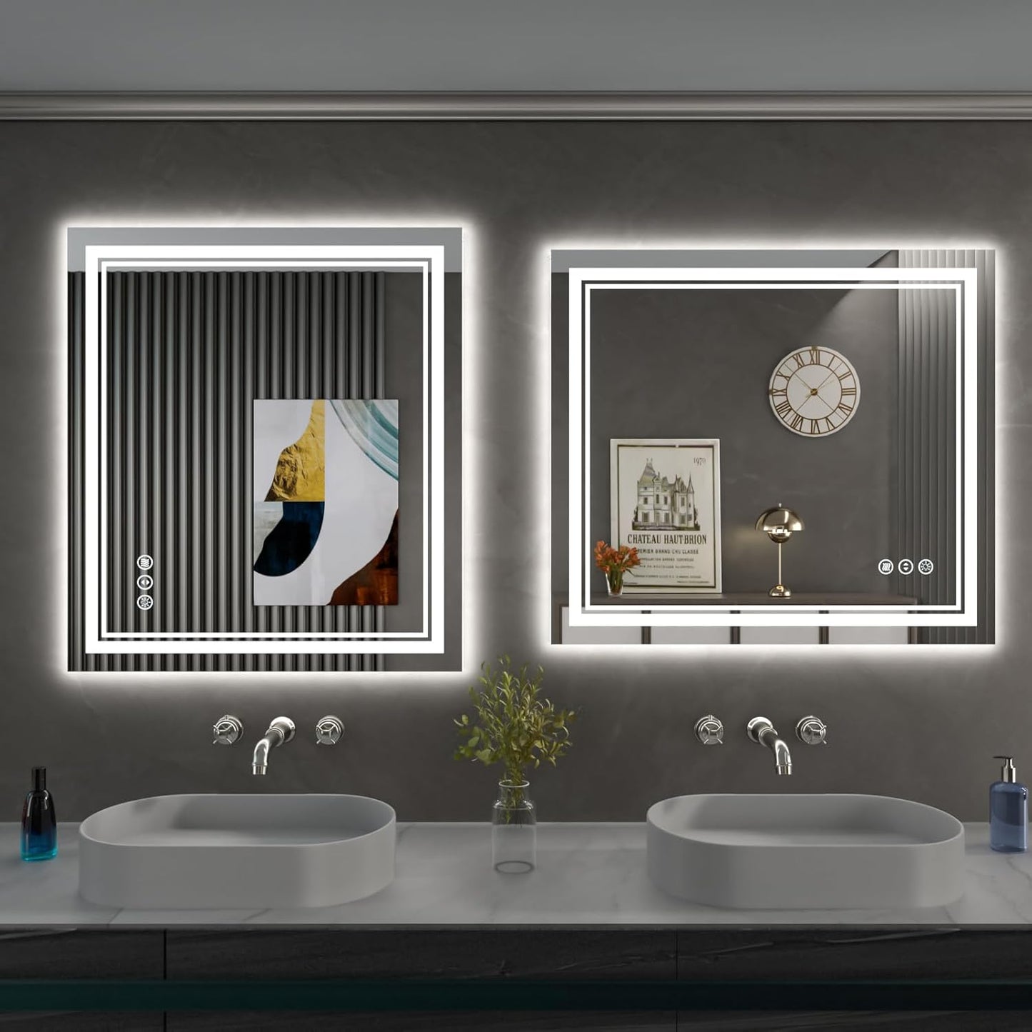 32 x 36 Inch LED Bathroom Mirror, Front Light and Backlit Anti-Fog Dimmable Memory Lighted Vanity Mirror, Shatterproof Wall-Mounted Led Mirror for Bathroom