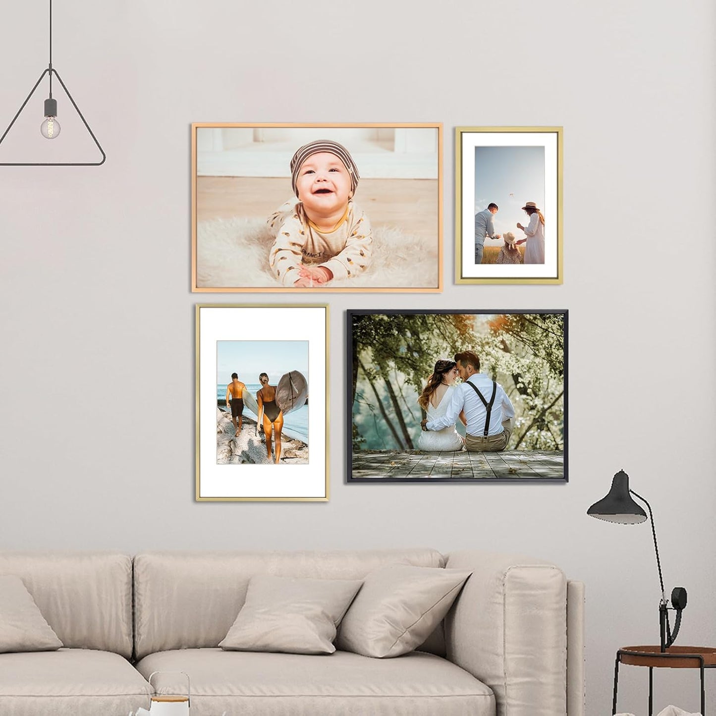 10x14 Picture Frame, Brass Aluminum Metal Photo Frames with HD Glass, Fits 8x10 with Mat or 10 x 14 without Mat, Display for Wall, 1 Pack