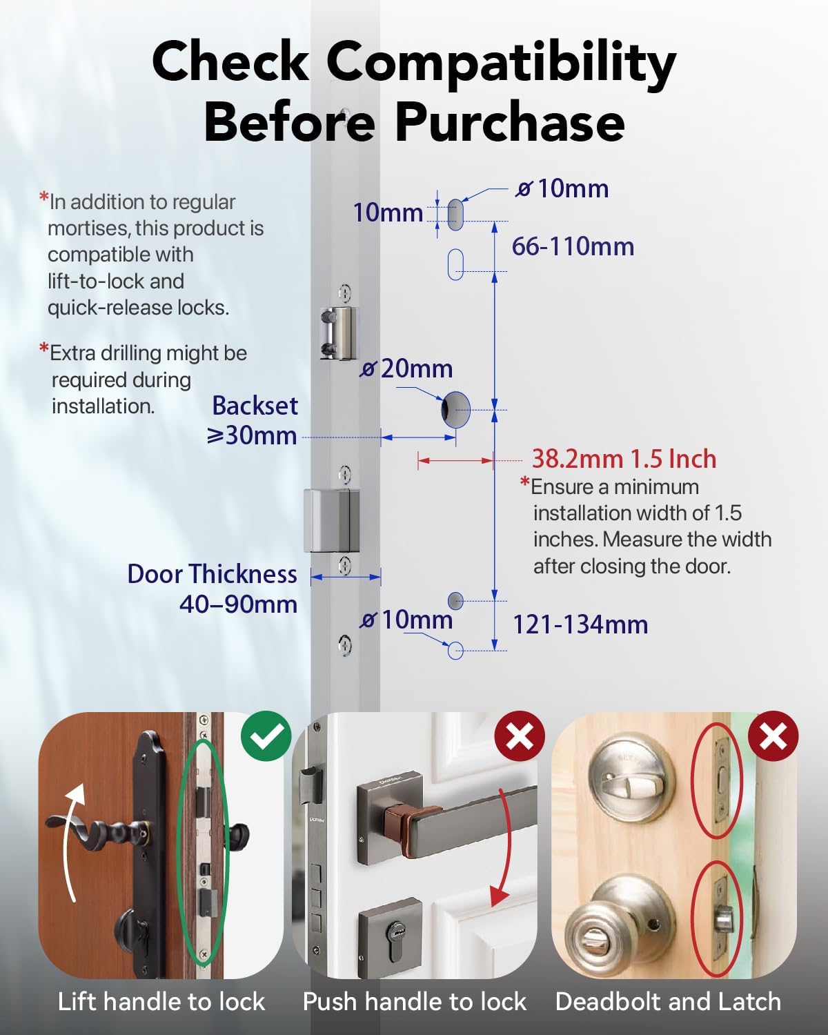 Deadbolt Smart Door Lock Fingerprint Door Lock with Keypad,Smart Lock for Front Door Children Proof IC Card,40–90mm Multipoint Locks (Not Suitable Point Mortise Lock)(OSP Black)