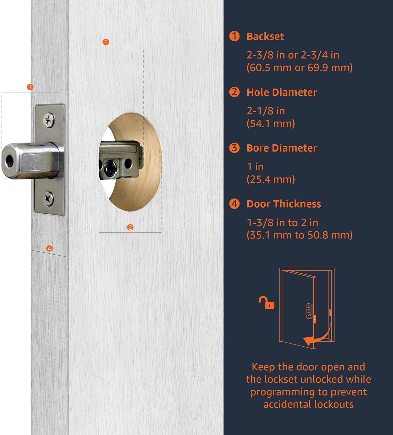 Amazon Basics Contemporary Electronic Keypad, Keyless Entry Door Lock Deadbolt with Handle Set, Key Pad Front Door with Knob, Contemporary Door Locks for Front Door, Door Handle, Matte Black, 1-Pack