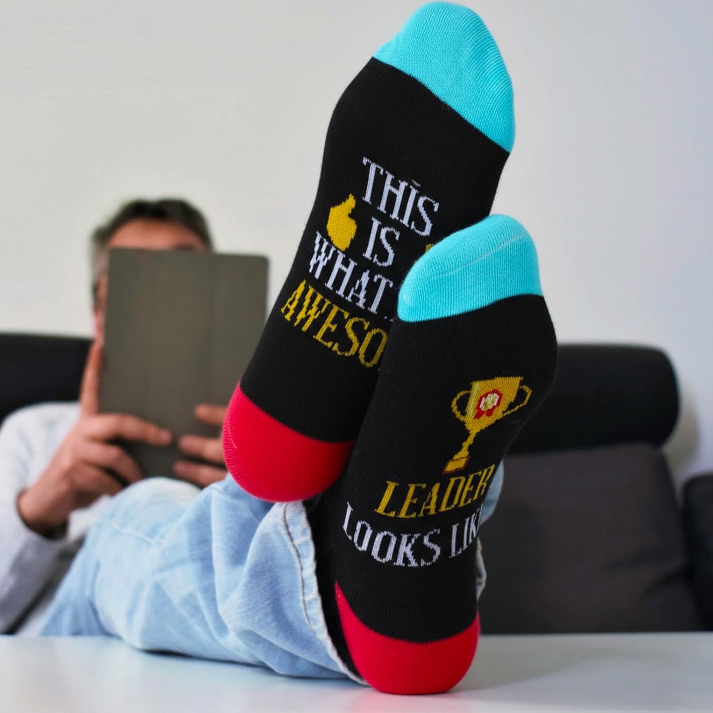 6 Pcs Great Leaders Gifts for Men Boss Manager PM Mentor Supervisor Gifts 12 oz Stainless Steel Cup Socks Keychain Pen Notebook Box for Appreciation Retirement Farewell Gift