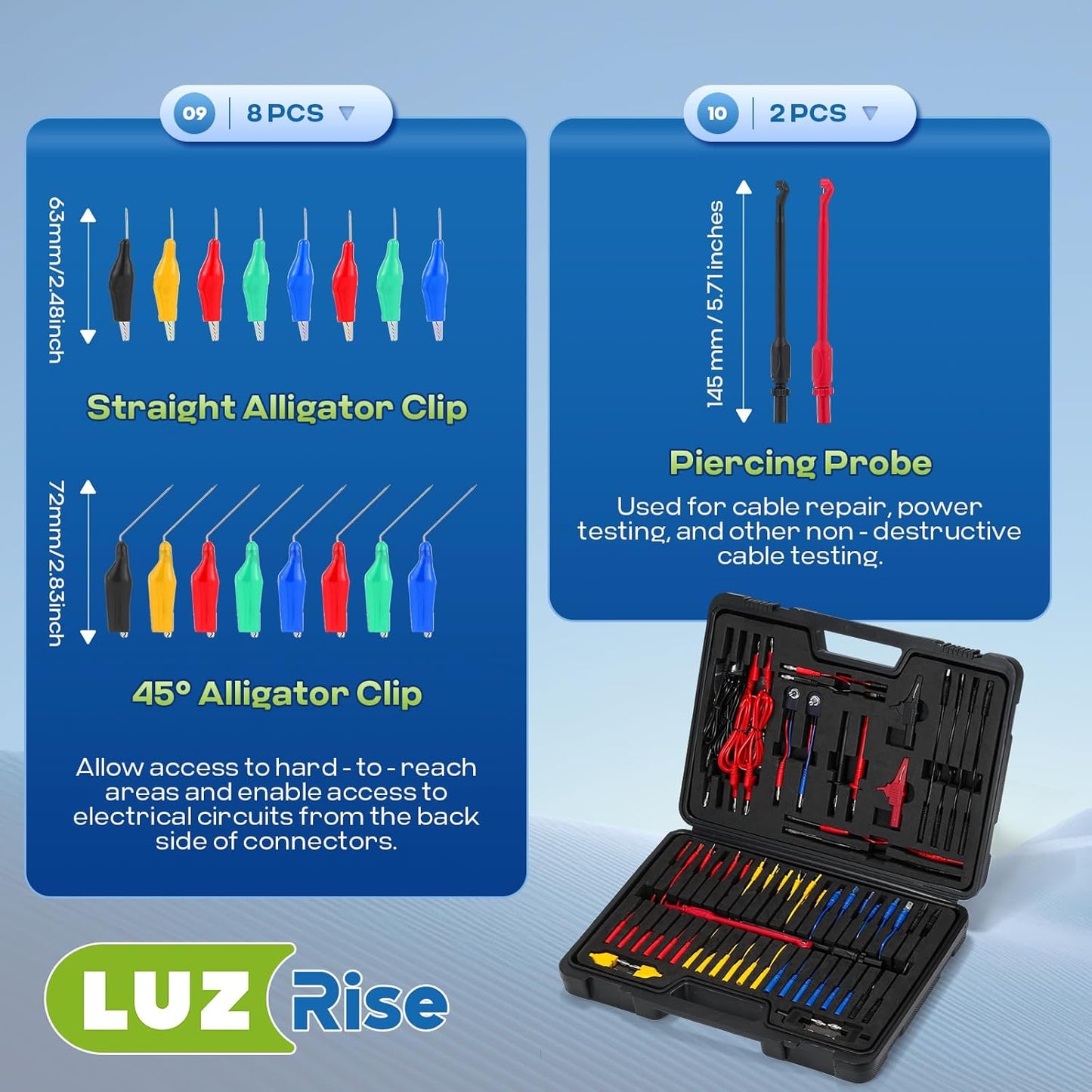 110-PCS Automotive Multimeter Test Leads Kit with Alligator Clips, Banana Plugs & Probes – Professional Circuit Diagnostic Tool for Cars, Trucks, RV (110-PCS)