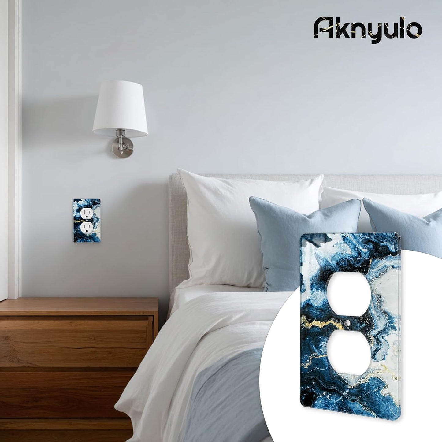Art Light Switch Covers Luxurious Blue and Gold Marble Acrylic Switch Light Cover Decorative Outlet Covers Wall Plate Single Toggle Wall Plate Cover Wall Plate 1 Gang Rocker Outlet Wall Plate