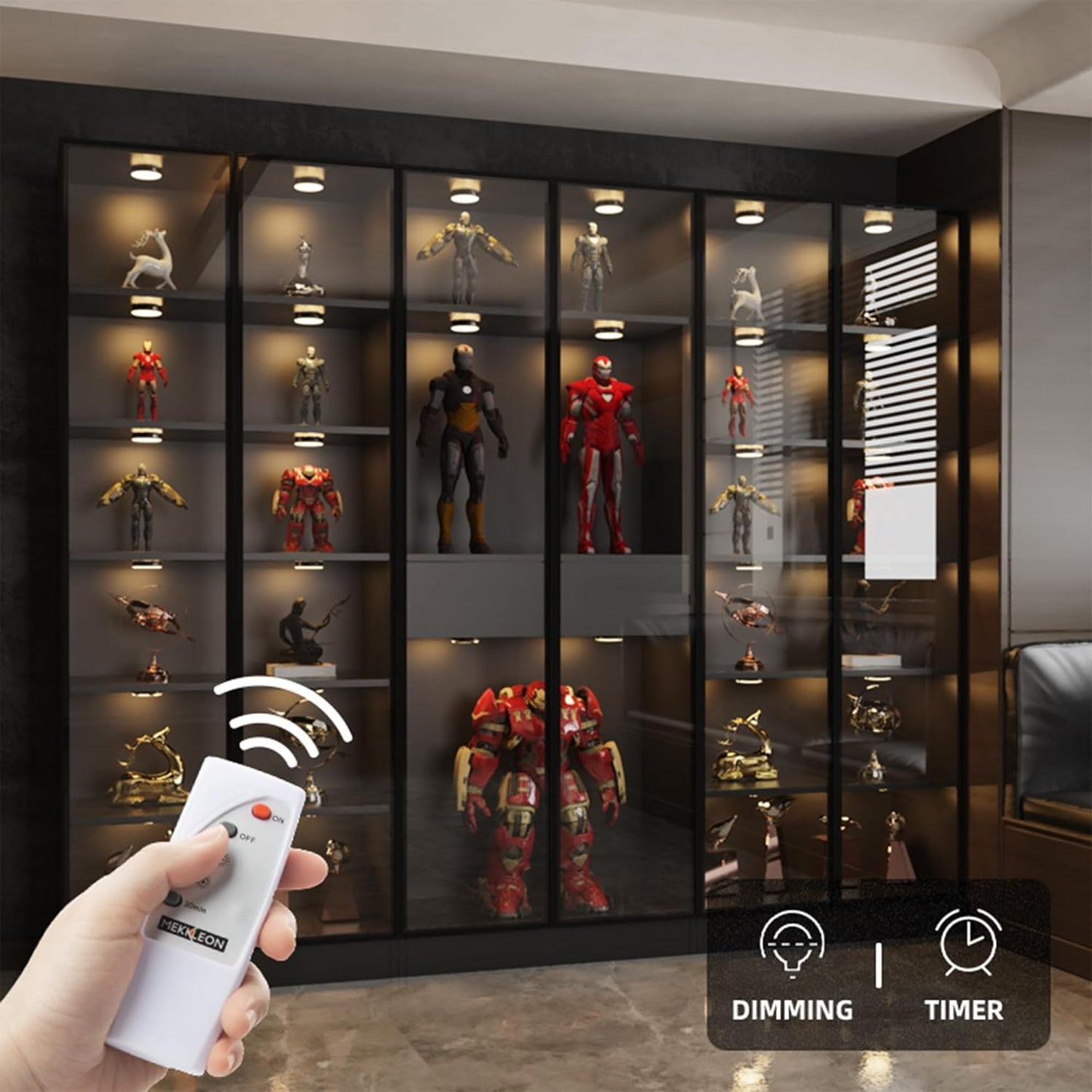 Puck Lights with Remote Control, Under Cabinet Lighting with Magnetic and Cordless, 1200mAh Rechargeable Closet Lights Stick On Lights for Under Cabinet,Hallway, Stairway,Closet (Warm White,9pcs)