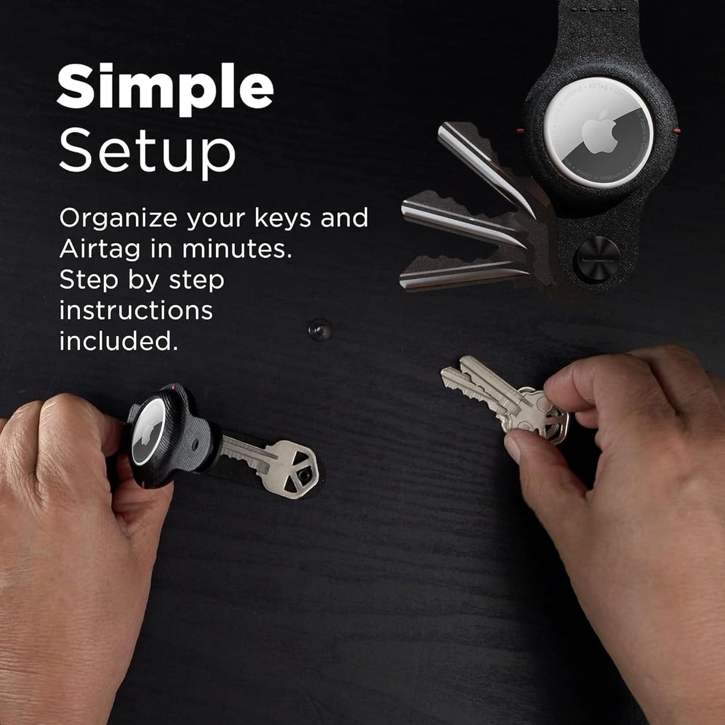 KeySmart AirTag Keychain Key Holder, Compatible with Apple AirTag Holder, Key Organizer Keychains