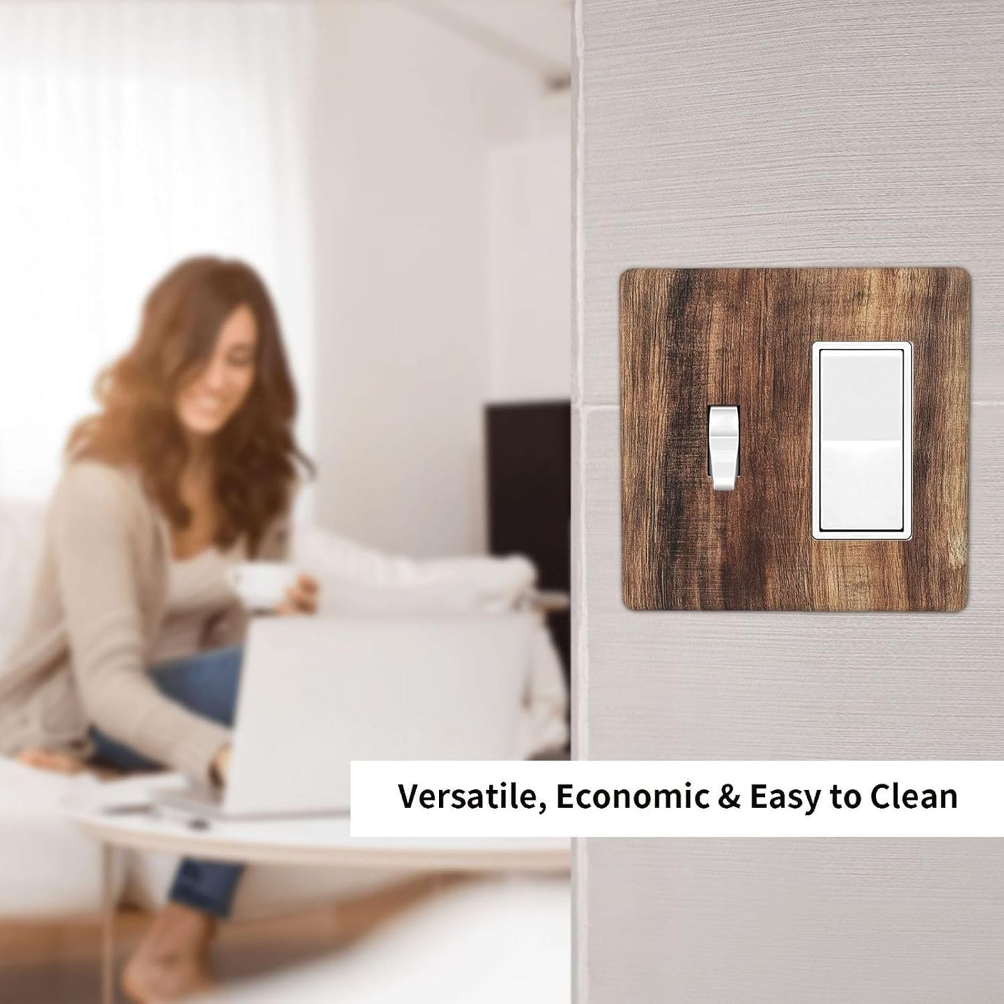 Outlet Covers Vintage Rustic Brown Wood Grain 1 Toggle 1 Rocker Combination Decorative Wall Plate Electrical Switch Plates Light Switch Cover Plate for Bedroom Farmhouse Decor