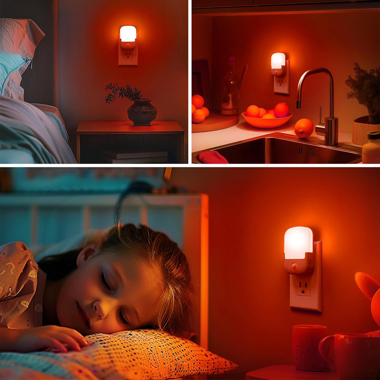 Briignite Red Motion Sensor Night Light, Night Light, Dusk to Dawn Night Light 2Pack, Dimmable Led Night Light, Night Light for Kids, 1W Night Lights Plug into Wall for Bedroom, Kid Room, Bathroom
