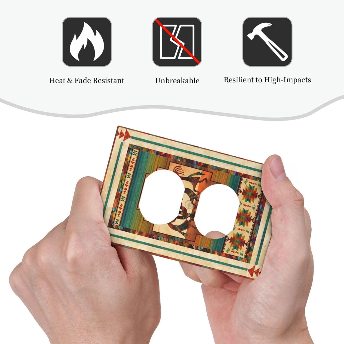 Decorative Outlet Covers Native American African Afro 1 Gang Duplex Light Switch Cover Plate Unique Wall Plate Electrical Switch Plate Covers for Home Bedroom Decor(2 Pack)