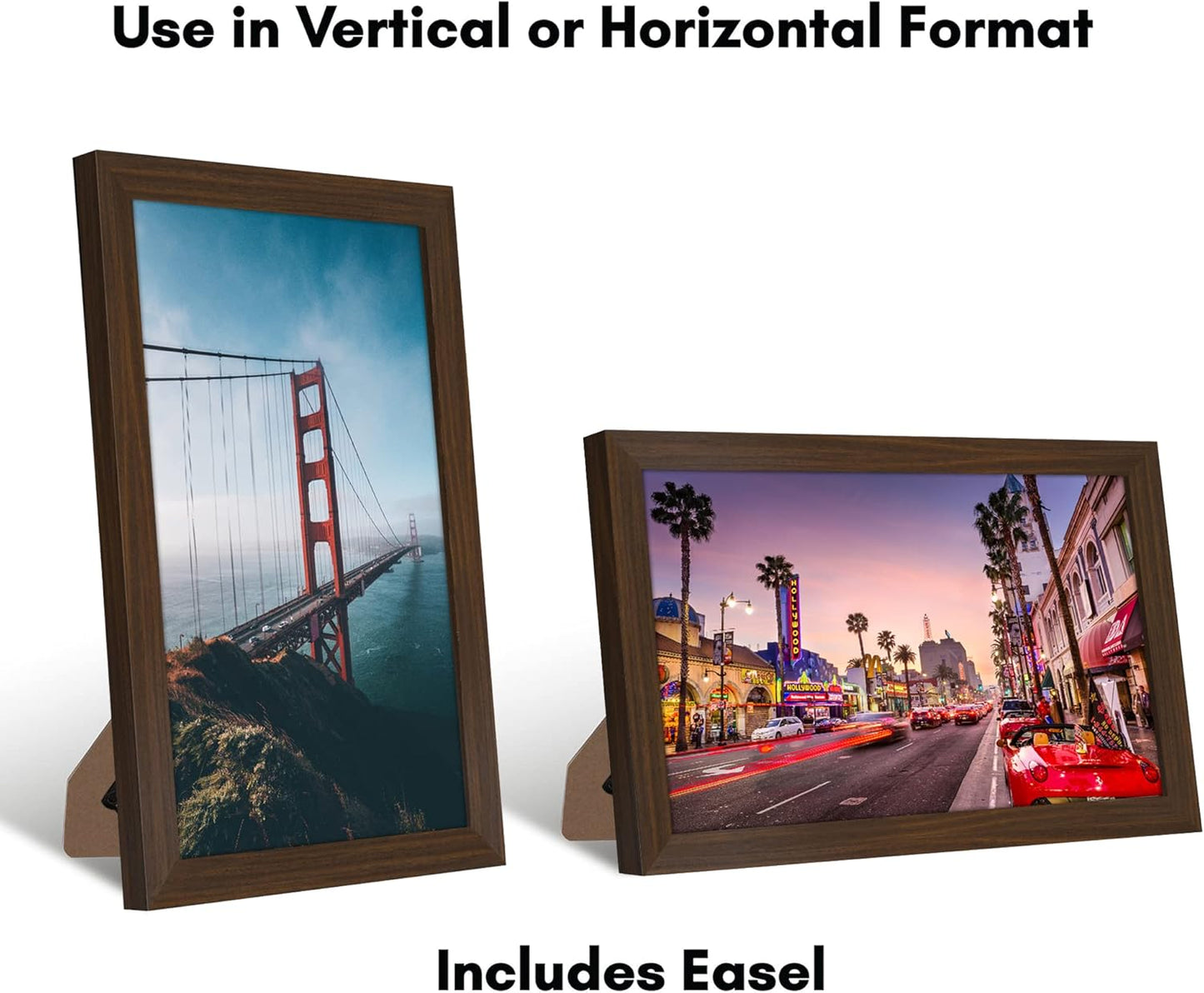 Americanflat 8x12 Picture Frame with Shatter-Resistant Glass - Signature Collection - Gallery-Style Frames Made of Engineered Wood - Photo Frame for Tabletop and Wall Display - Walnut