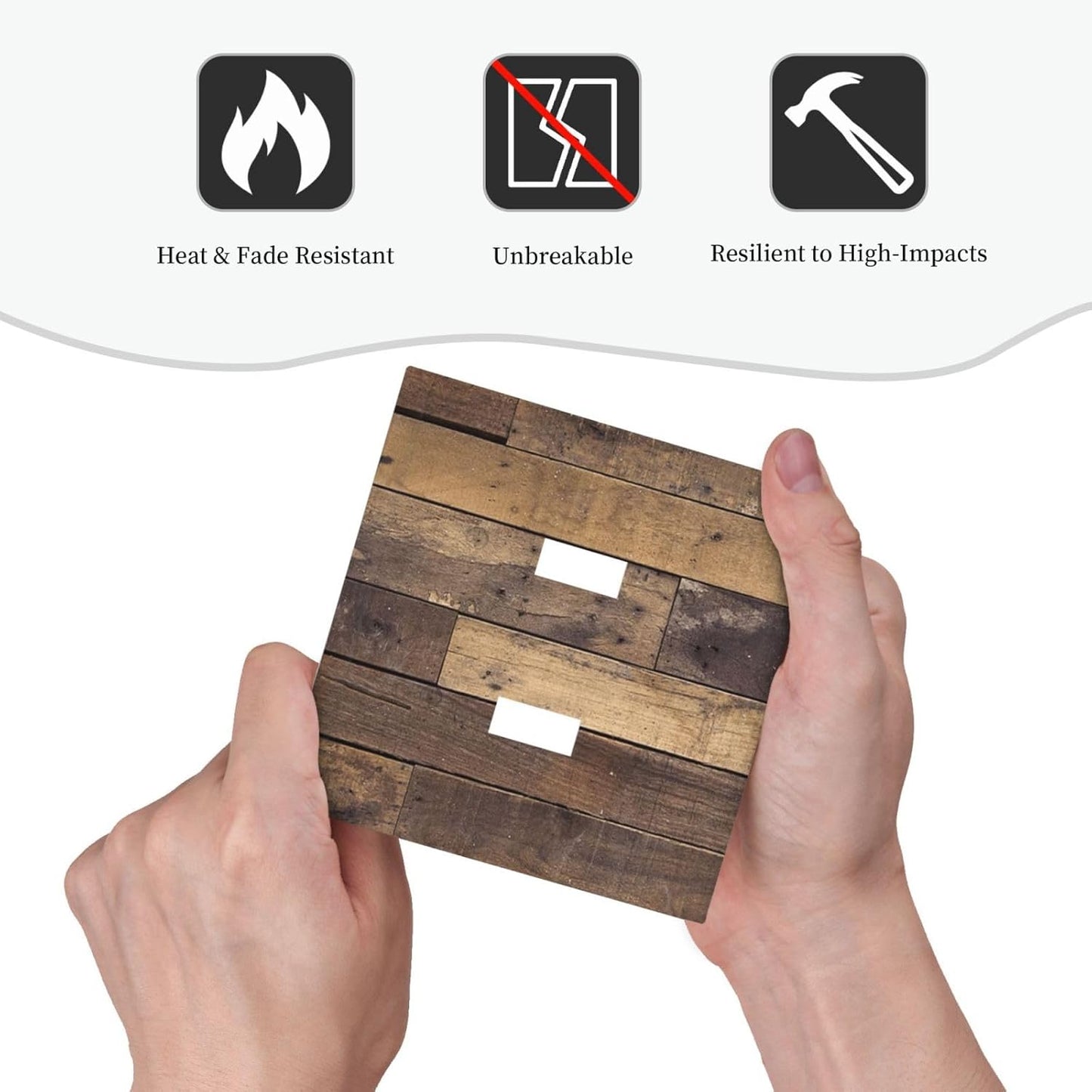 Cool Brown Wood Style Vintage Rustic Print Decorative Switch Plates 2 Gang Double Toggle Outlet Light Switch Cover Wall Plate Electrical Faceplate for Farmhouse Home Decor